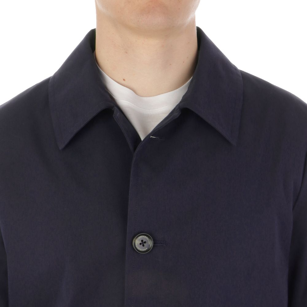 Aquascutum Blue Cotton Men's Trench Coat