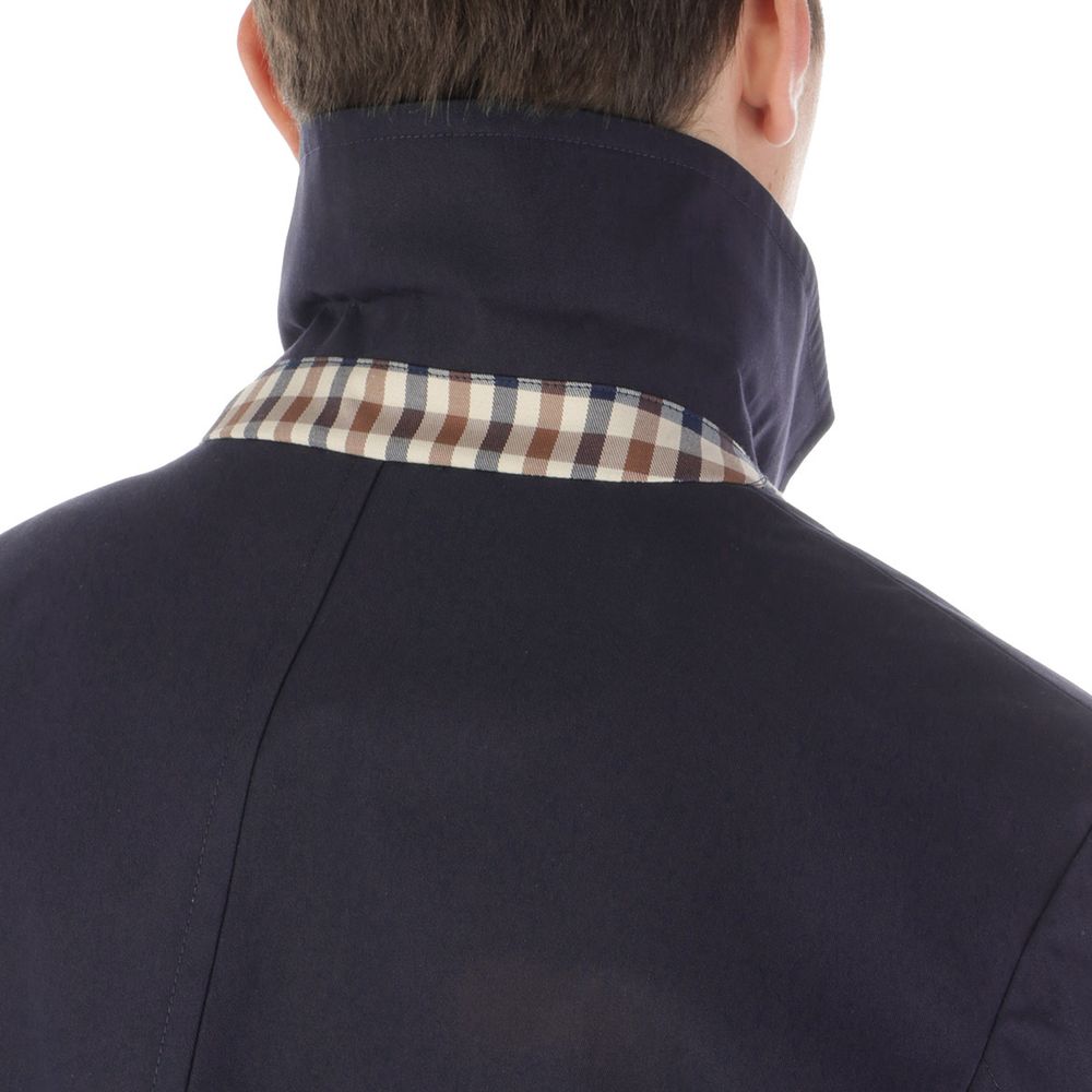 Aquascutum Blue Cotton Men's Trench Coat