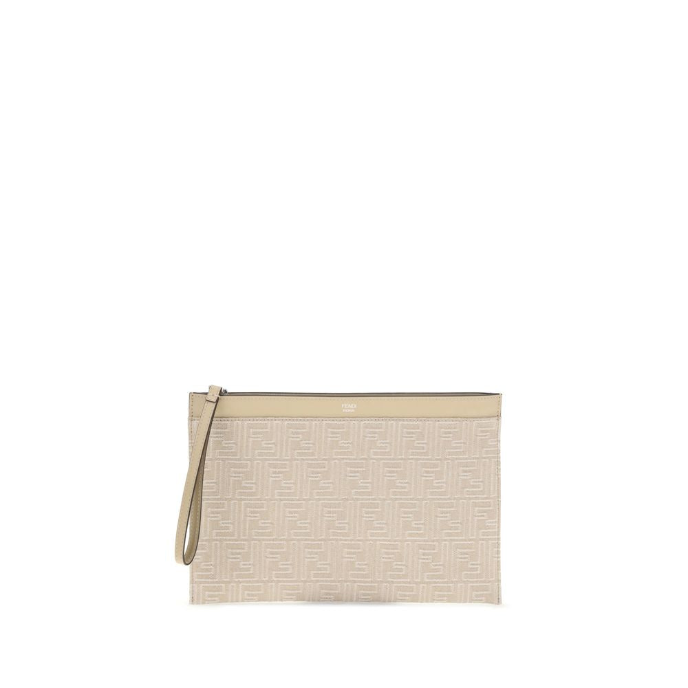 Fendi Cream Cotton Clutch Bag