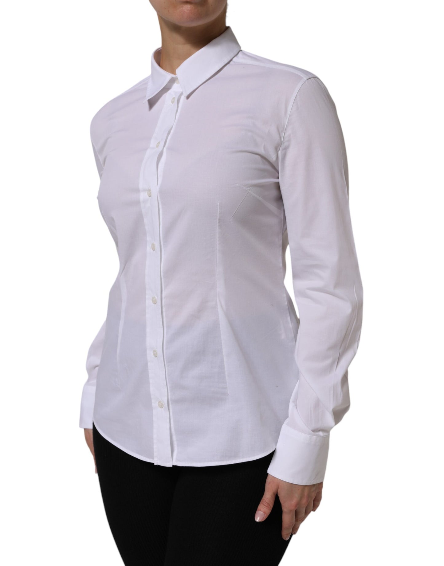 Dolce & Gabbana White Collared Long Sleeves Dress Shirt Top