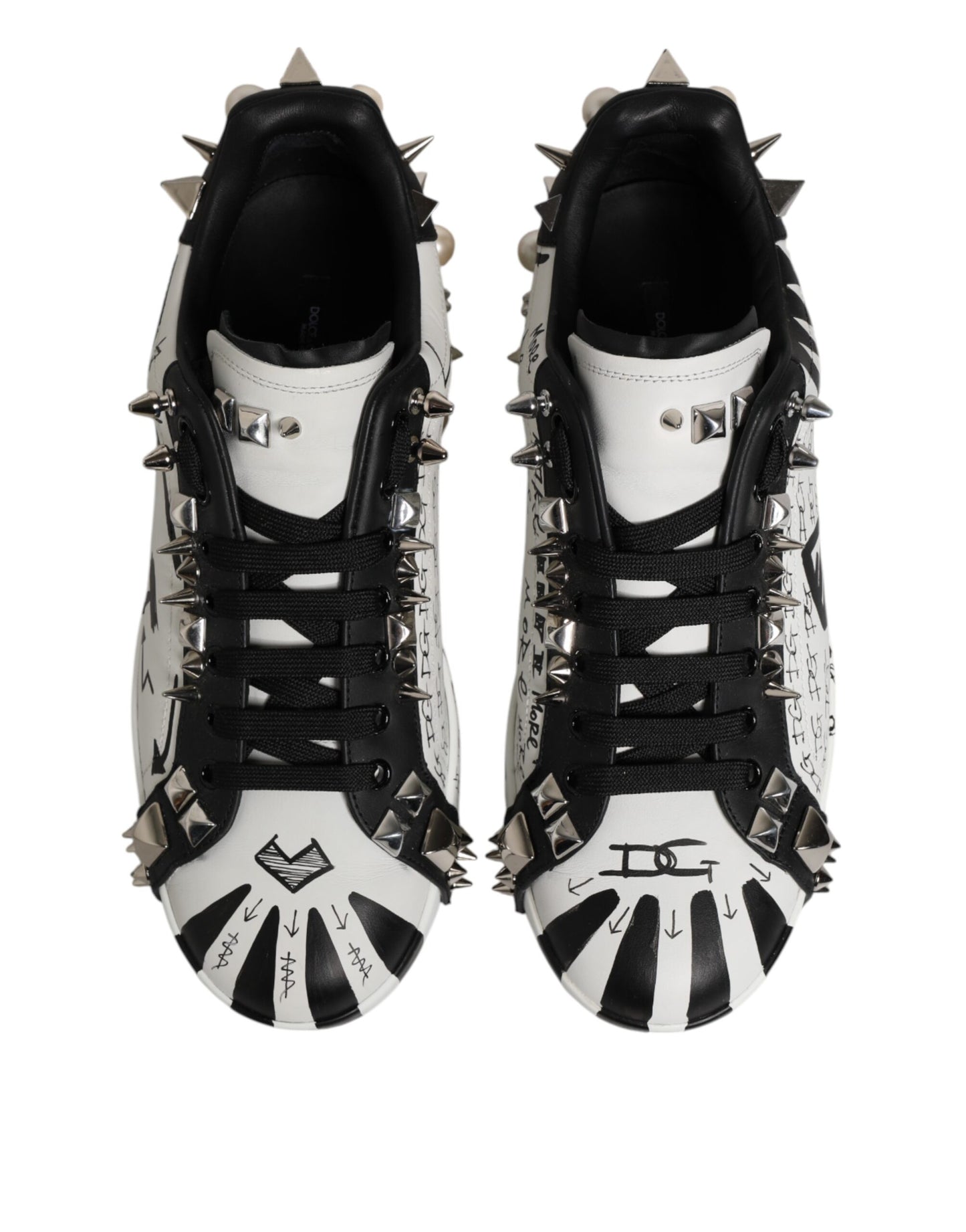 Dolce & Gabbana White Portofino Studded Men Sneakers Shoes