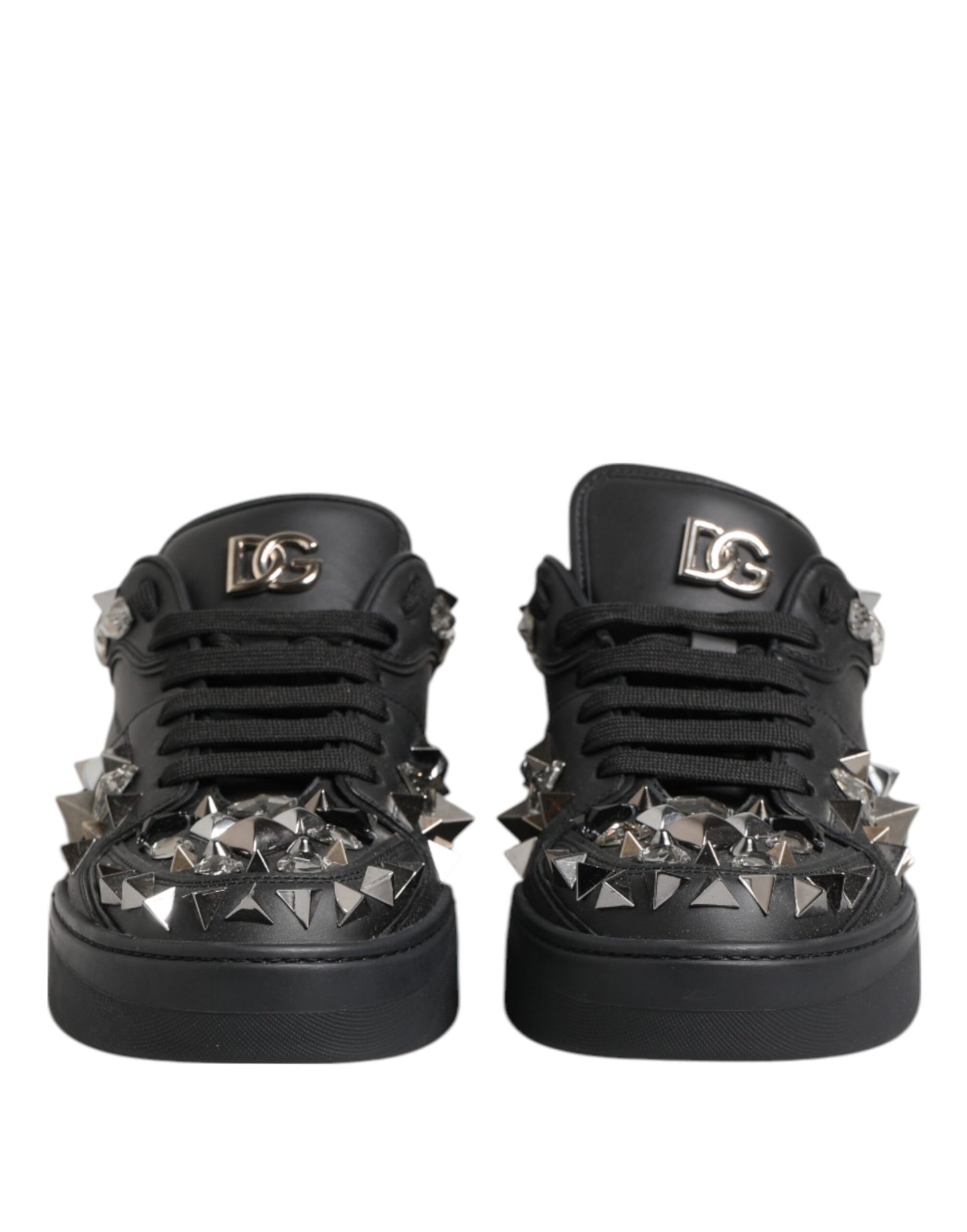 Dolce & Gabbana Black Portofino Studded Men Sneakers Shoes