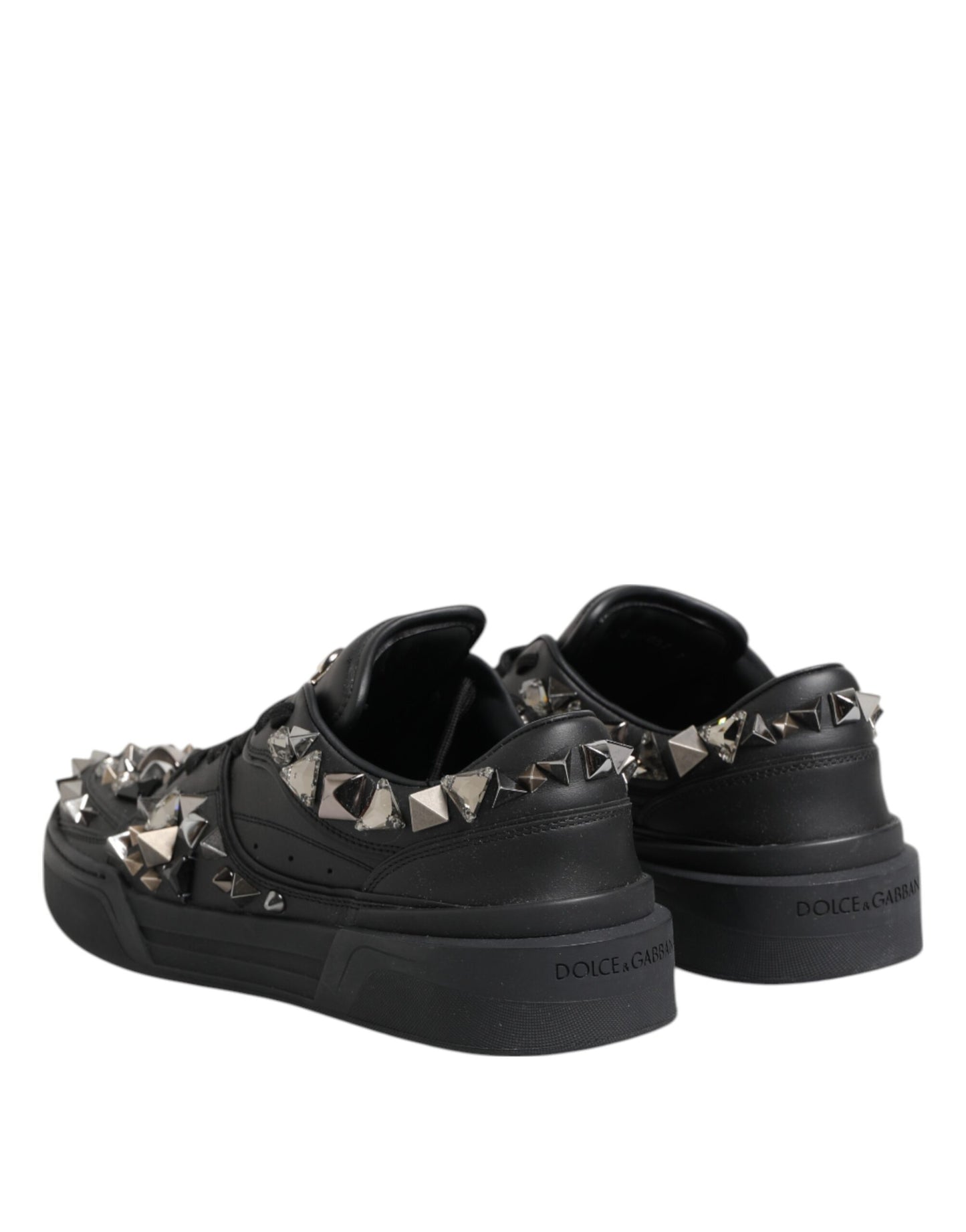 Dolce & Gabbana Black Portofino Studded Men Sneakers Shoes