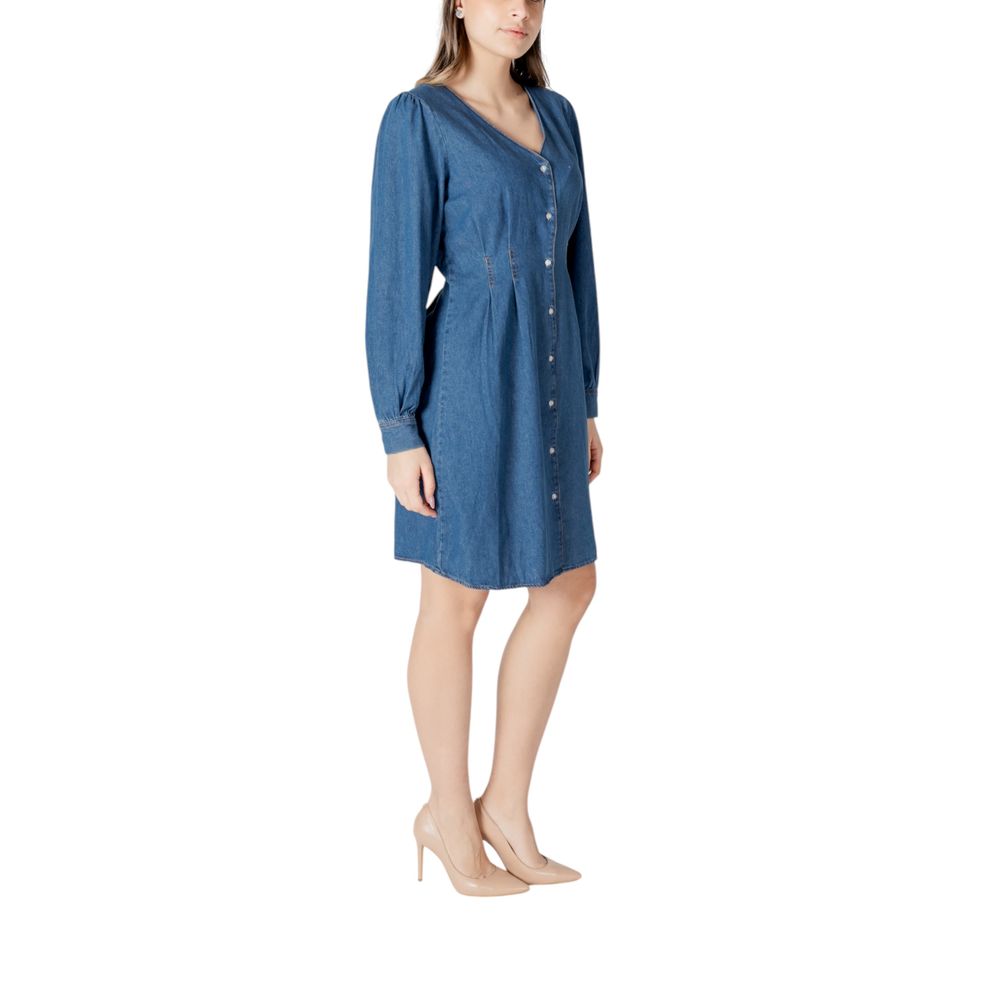 ICHI Blue Cotton Short Dress