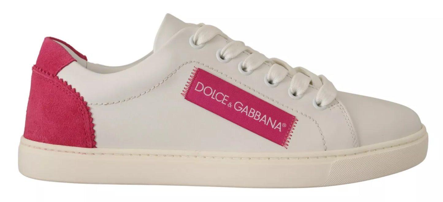Dolce & Gabbana White Suede Leather Low Top Sneakers Shoes