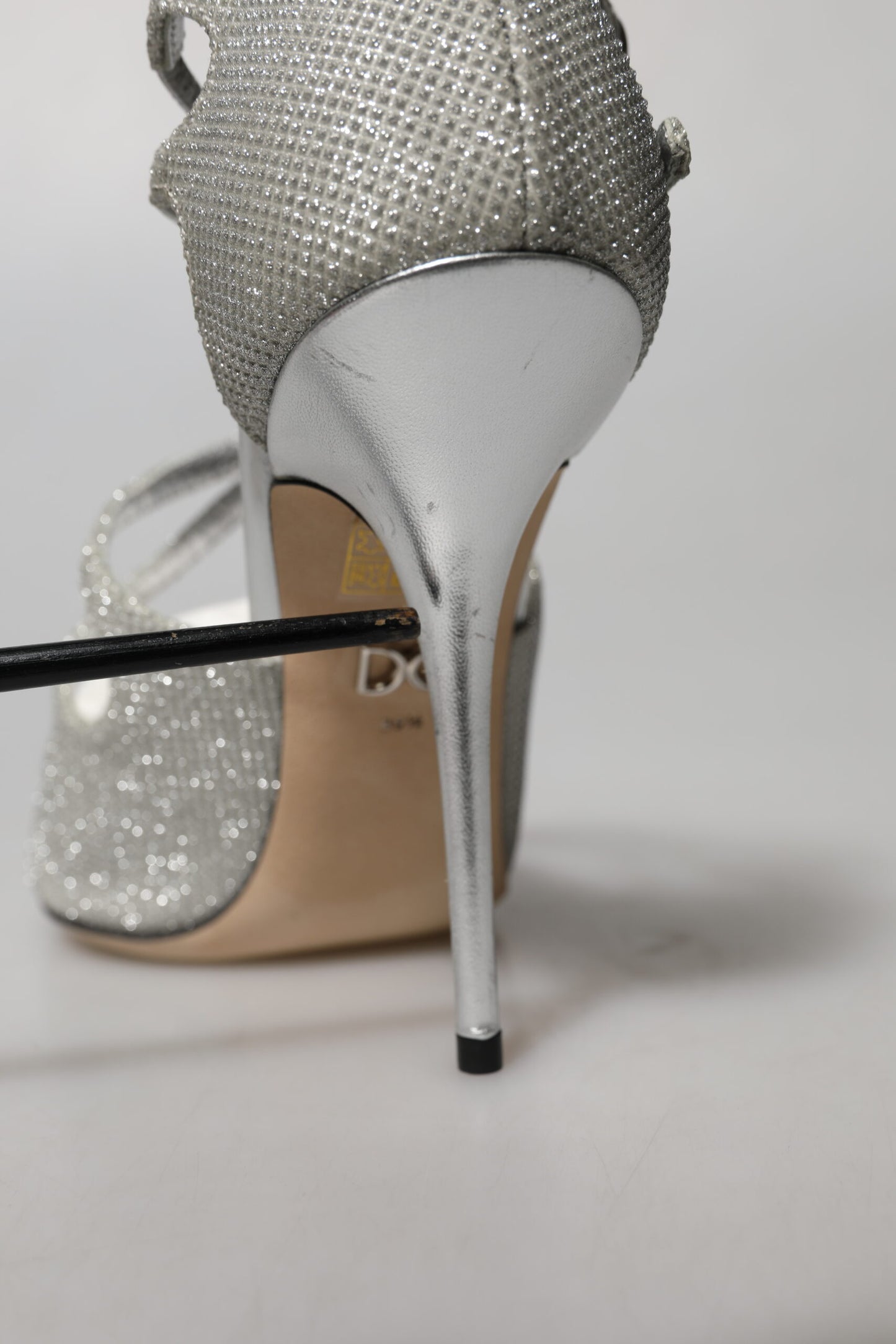 Dolce & Gabbana Silver Shimmers Sandals Heel Pumps Shoes