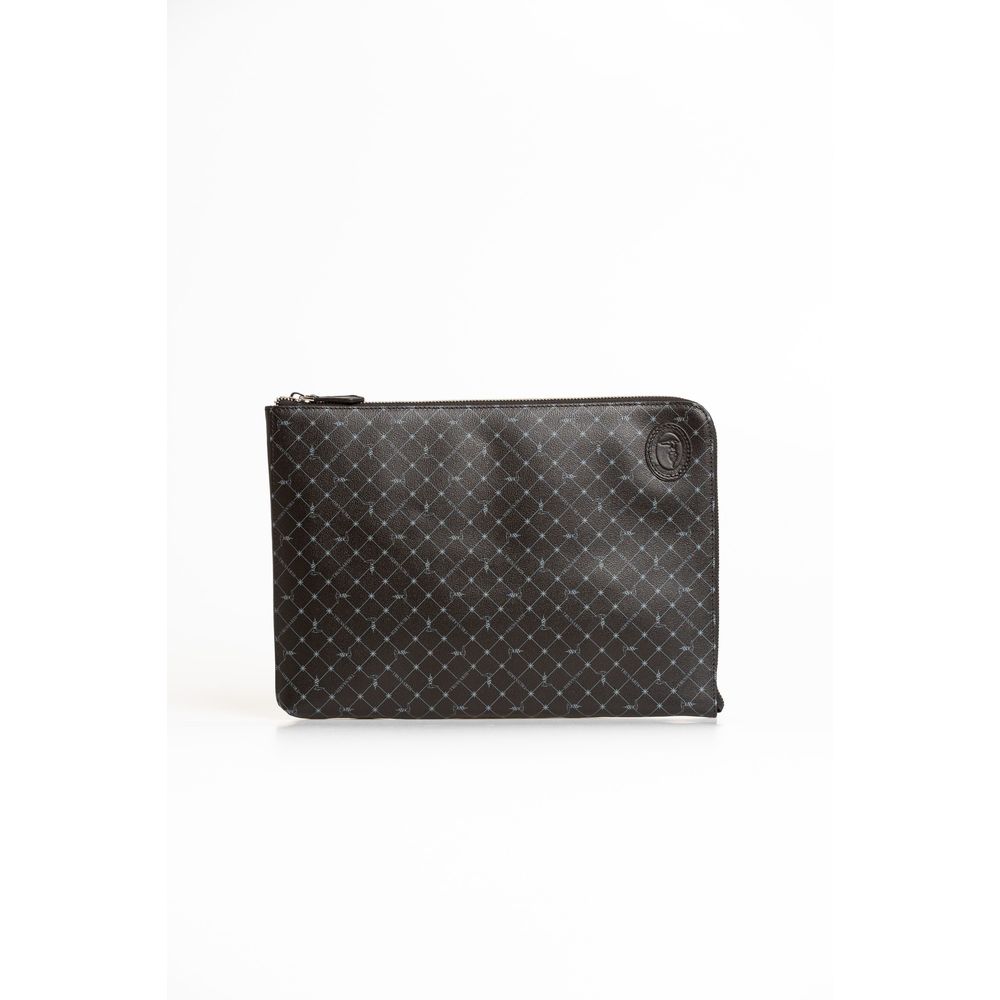 Trussardi Black Leather Clutch Bag