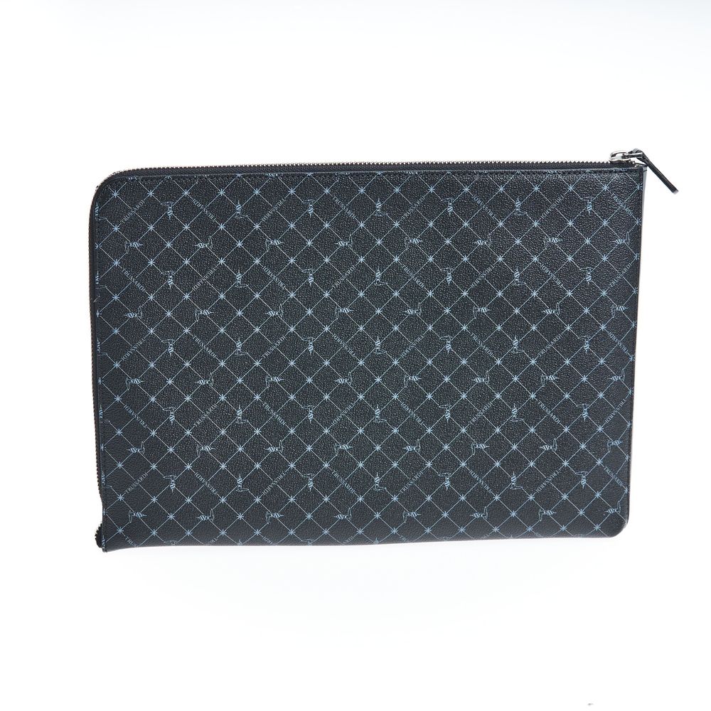 Trussardi Black Leather Clutch Bag