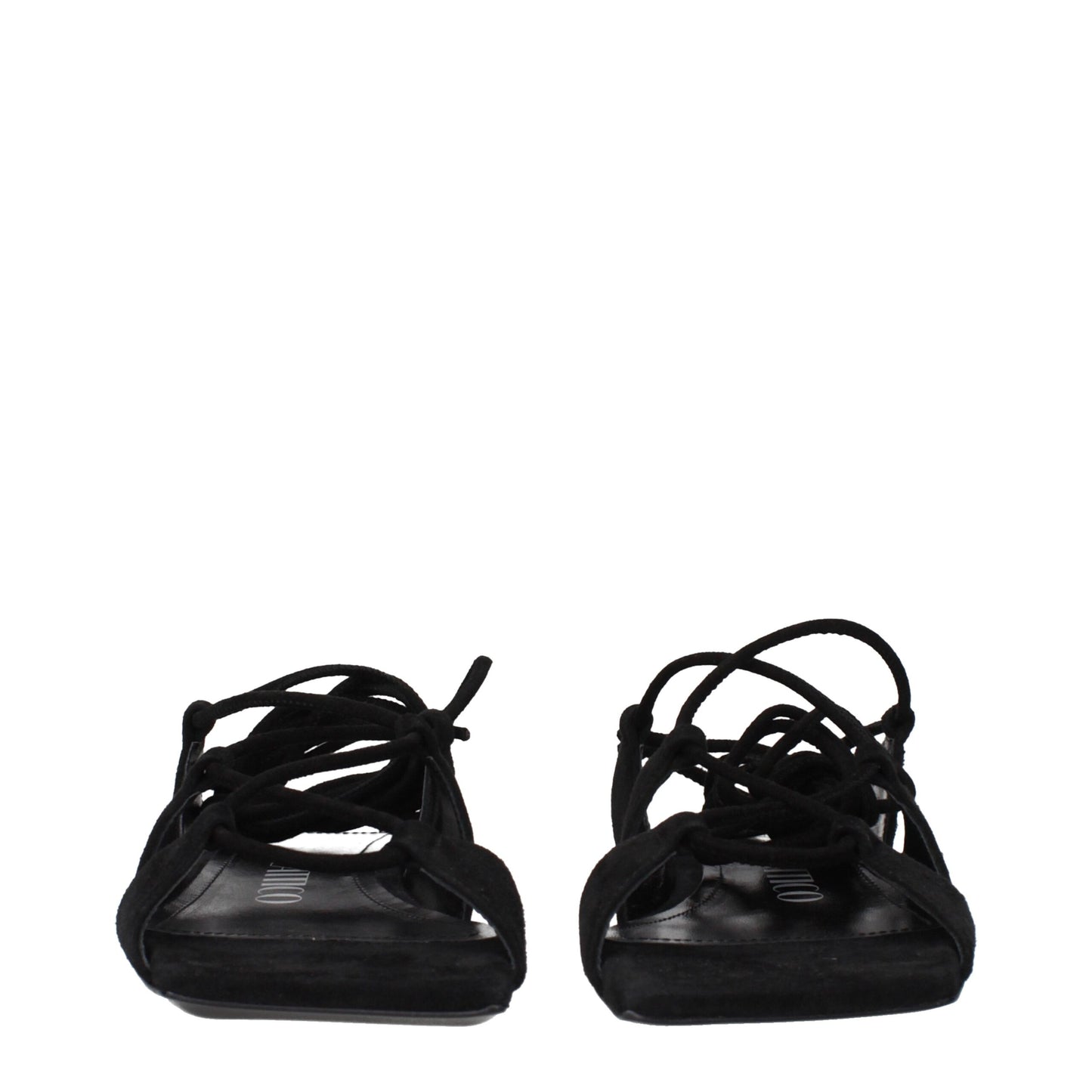 The Attico Black Leather Flat Sandals
