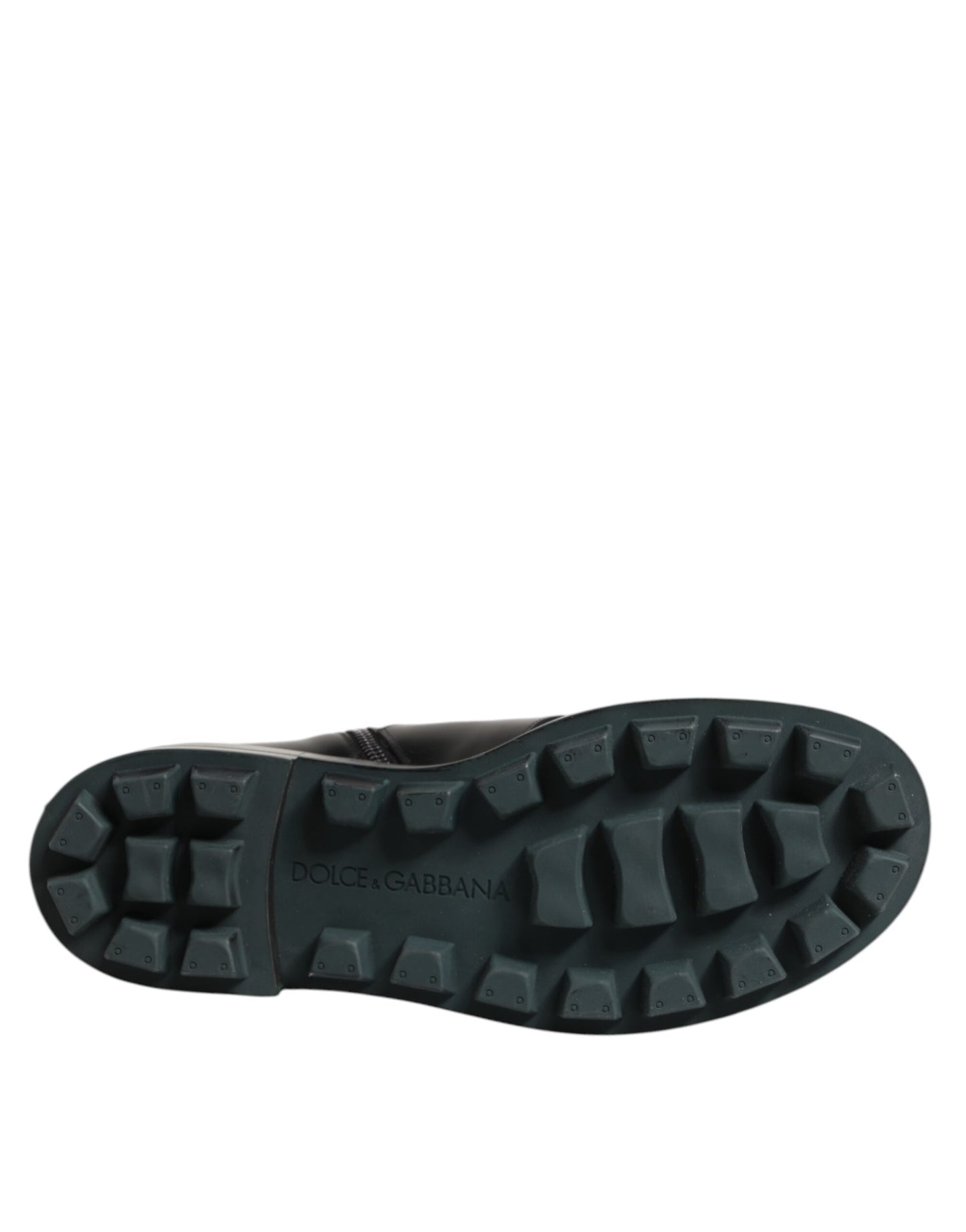 Dolce & Gabbana Black Logo Plaque Mid Calf Biker Boots Shoes