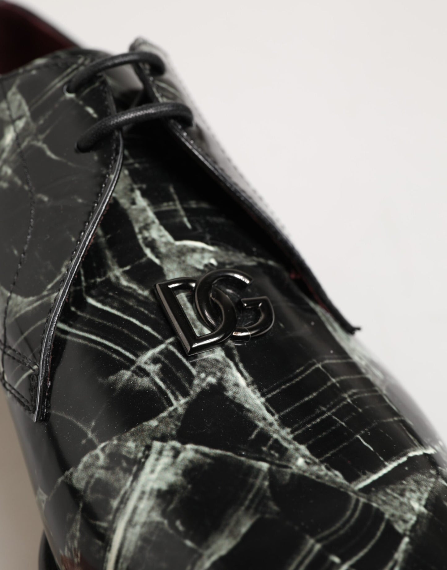 Dolce & Gabbana Marbled Pattern Dress Lace Up Derby Shoes