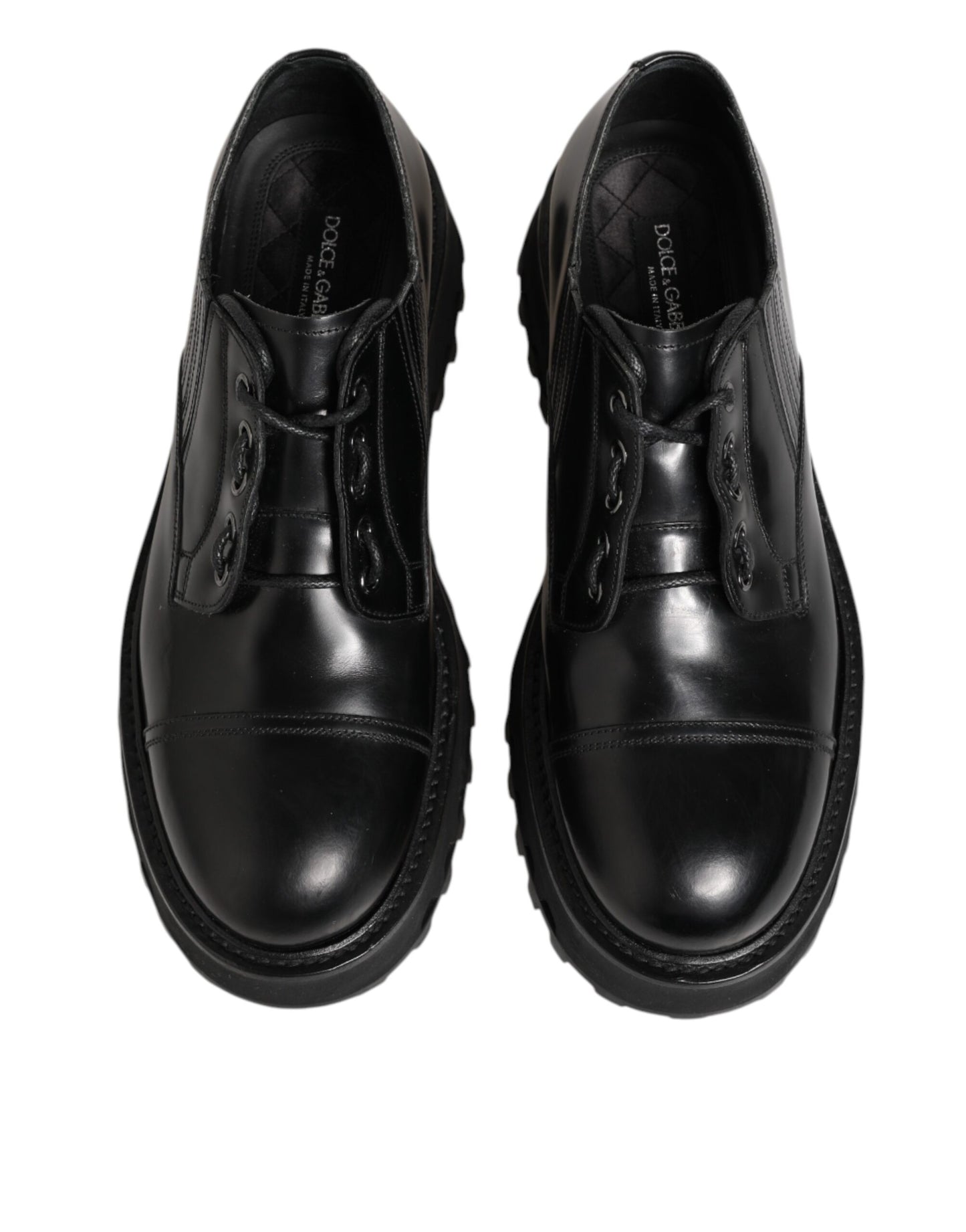 Dolce & Gabbana Black Leather Lace Up Derby Men Dress Shoes