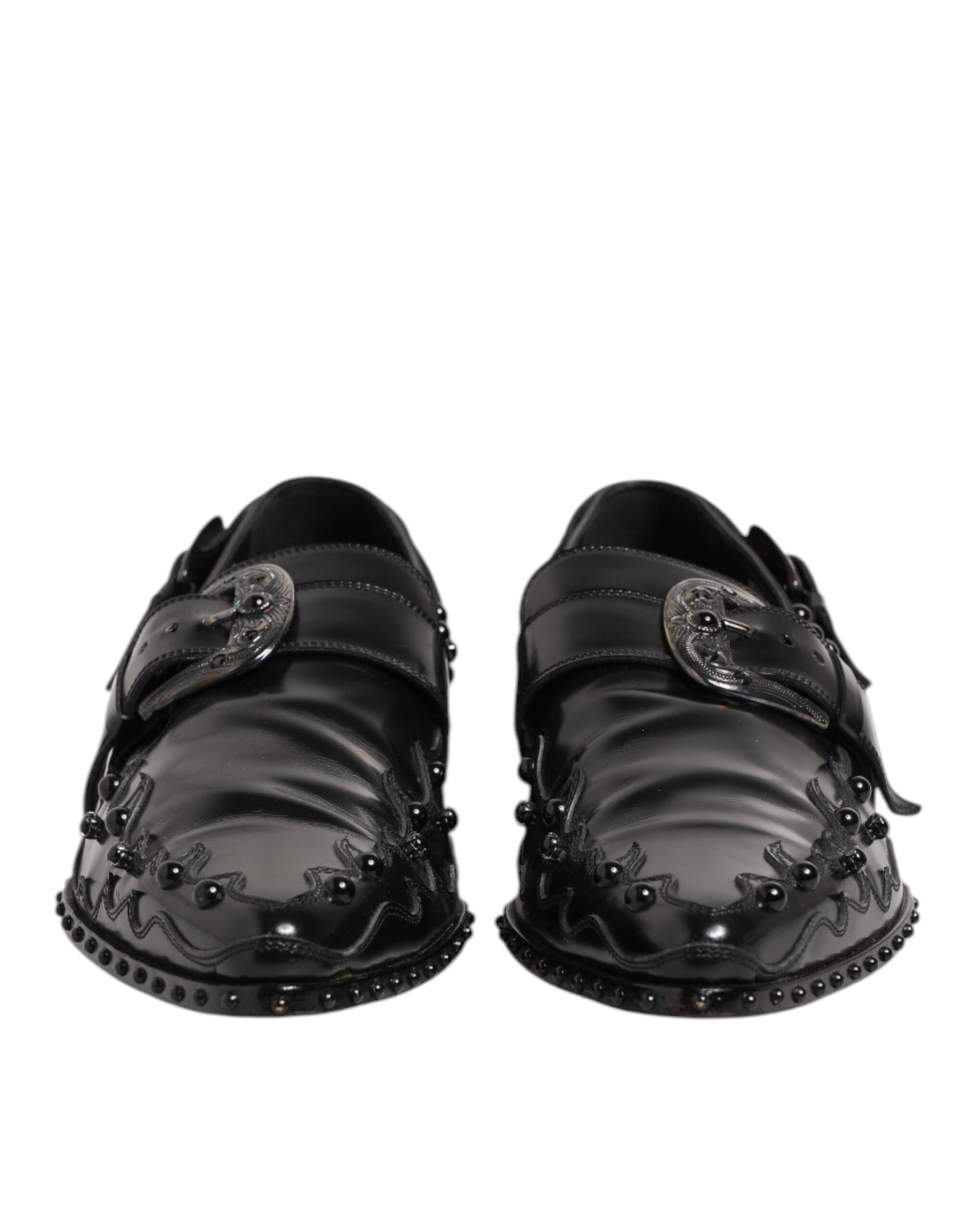 Dolce & Gabbana Black Embellished Dress Monk Strap Shoes