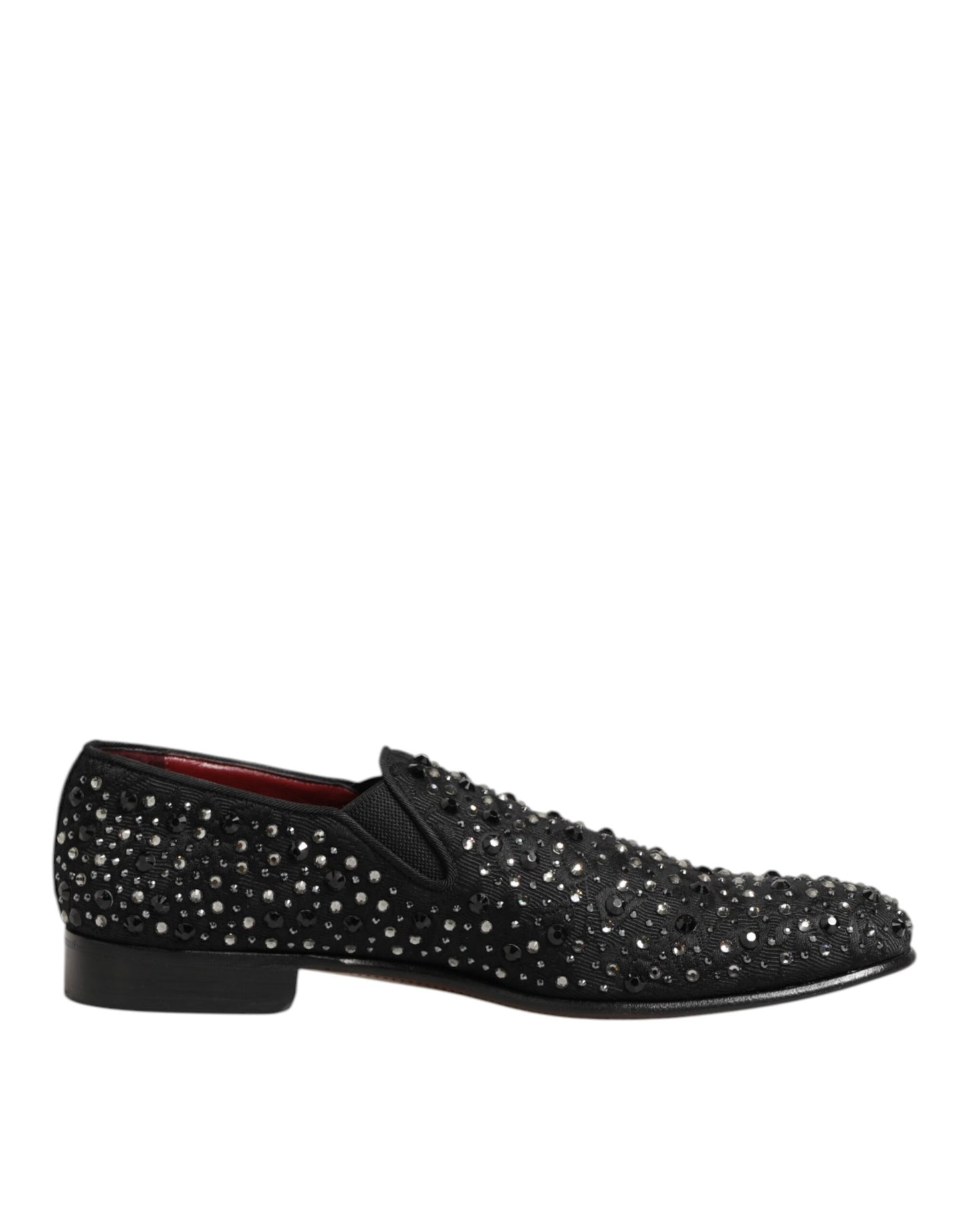 Dolce & Gabbana Black Suede Crystal Embellished Loafer Shoes