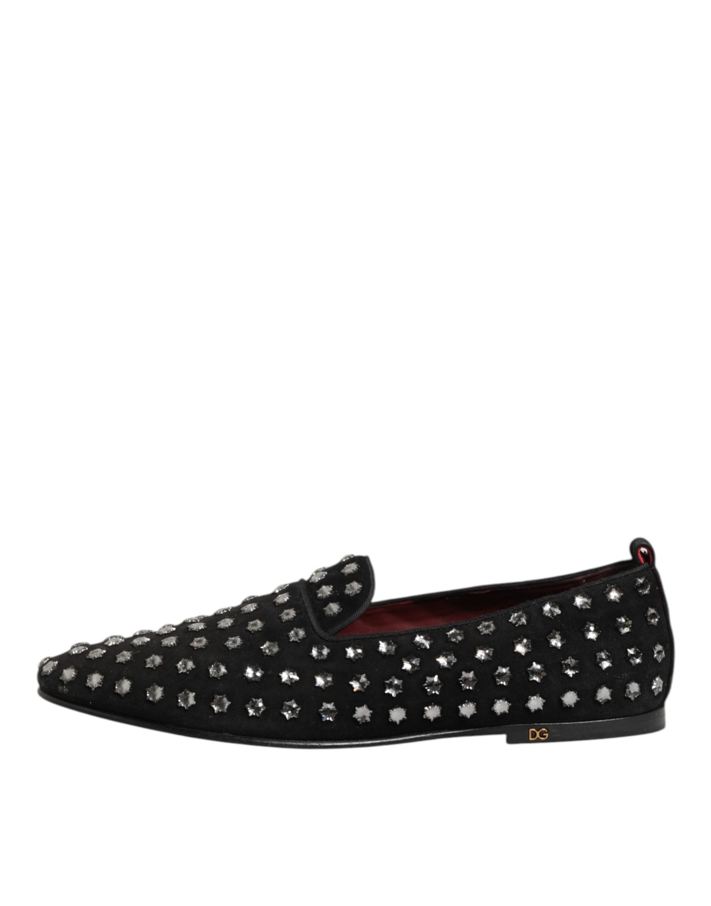 Dolce & Gabbana Black Crystal Embellished Loafers Dress Shoes