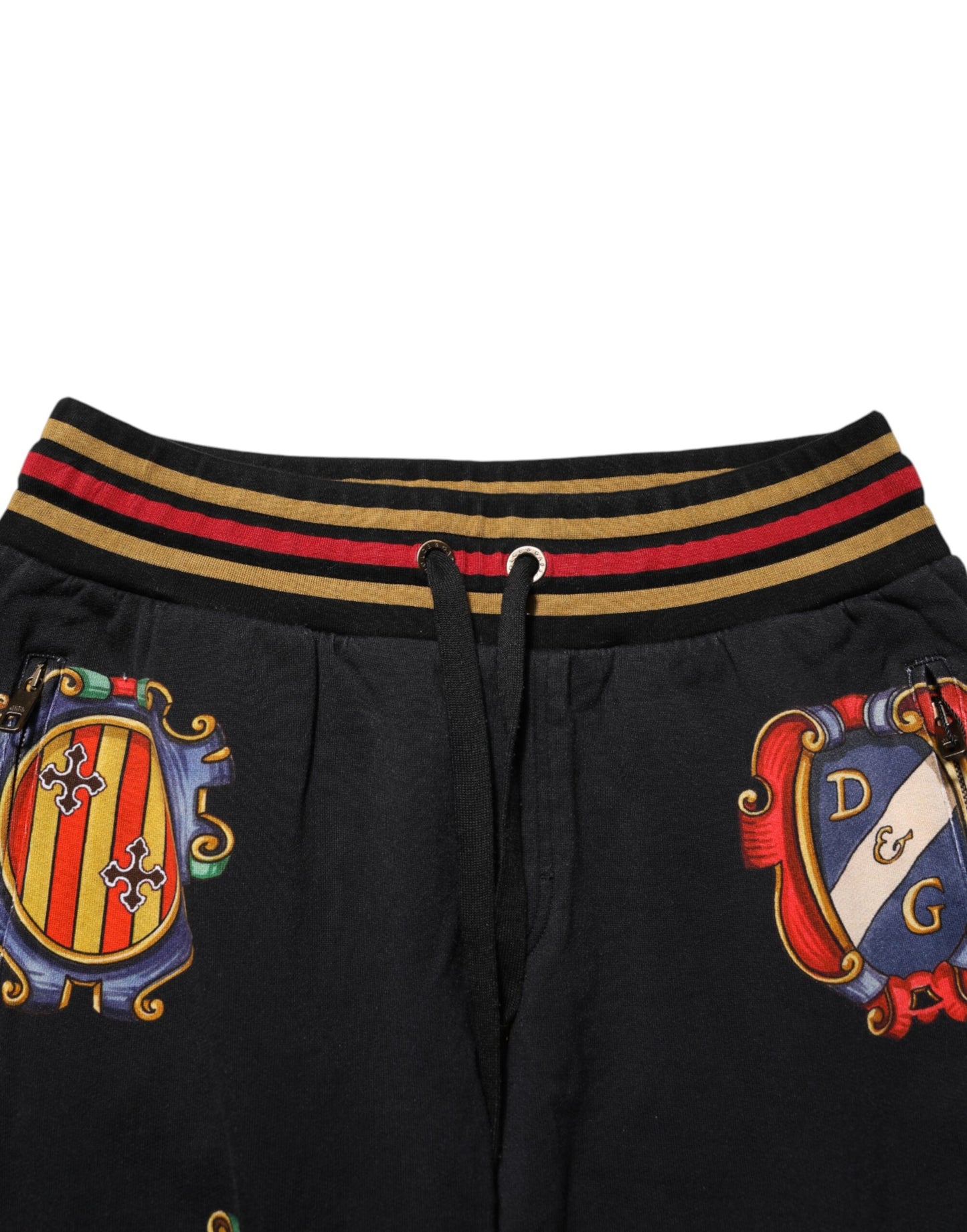 Dolce & Gabbana Black Baroque Crest Logo Men Trackpants Pants
