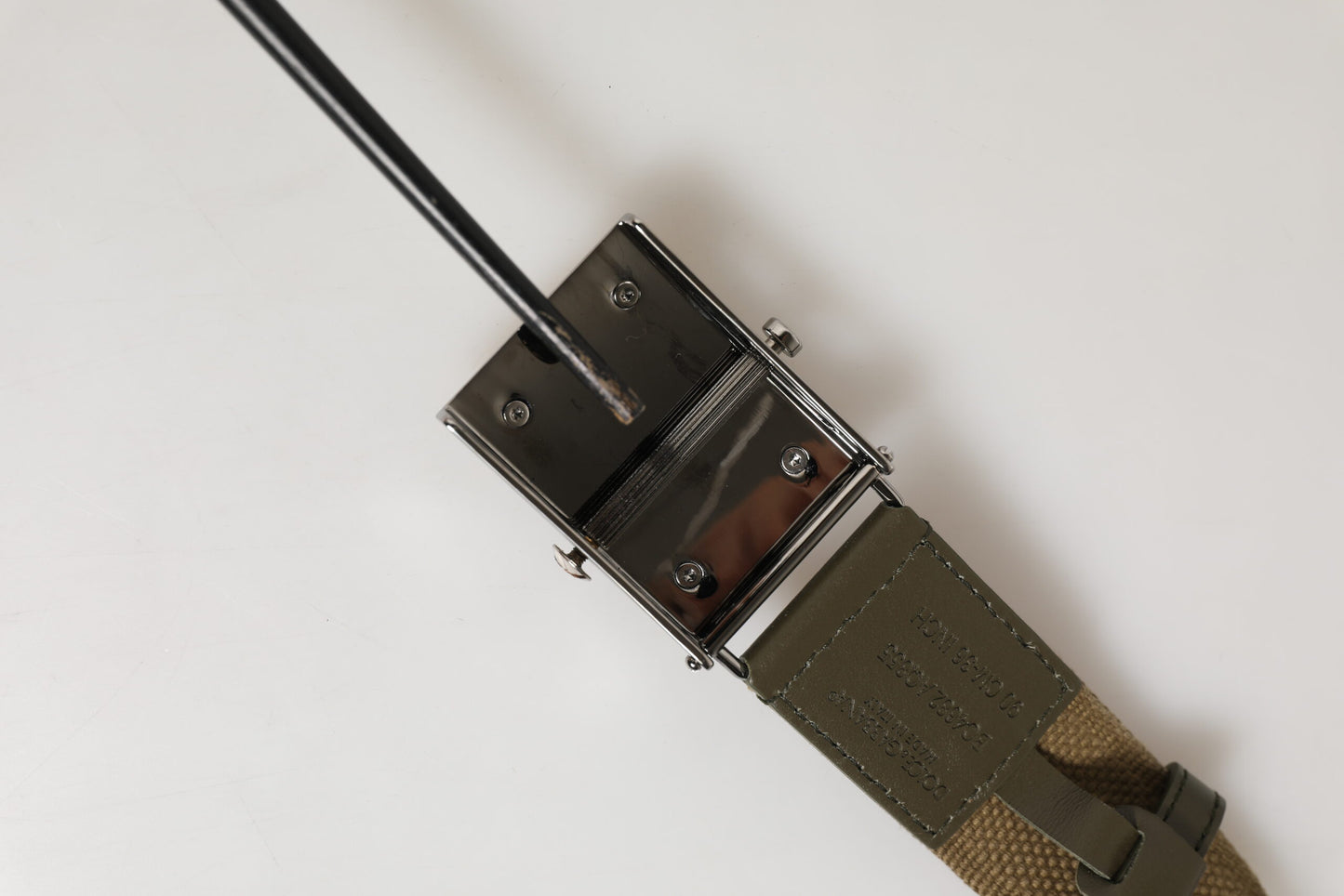 Dolce & Gabbana Military Green Nylon Logo Metal Buckle Belt