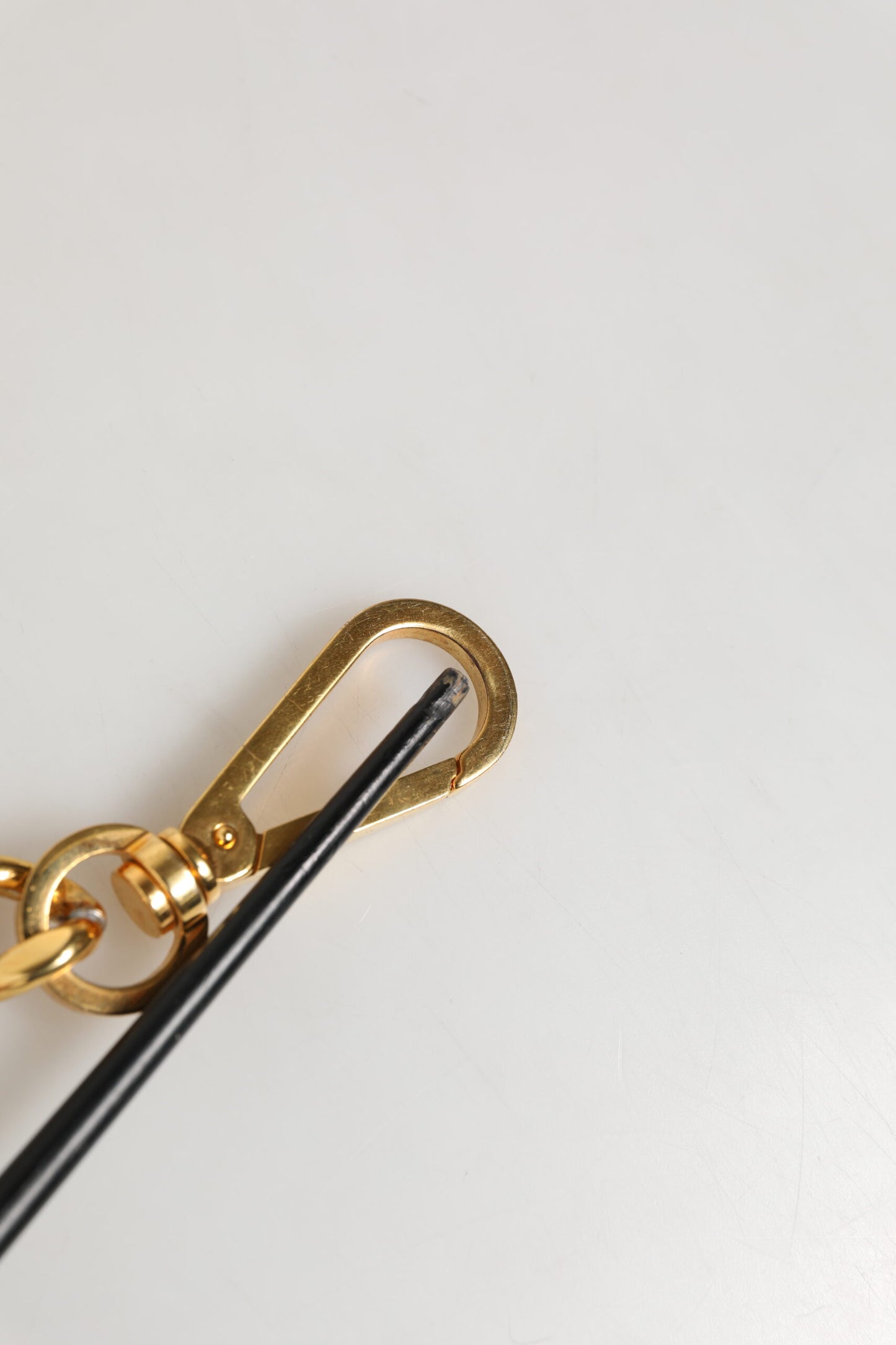 Dolce & Gabbana Black Leather Pearl Chain Bag Accessory Shoulder Strap