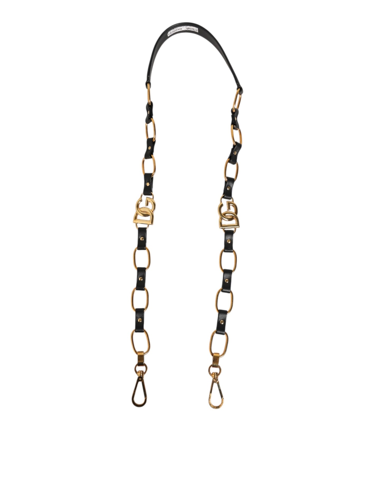 Dolce & Gabbana Black Leather Gold Chain Bag Accessory Shoulder Strap