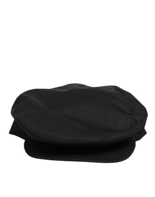 Dolce & Gabbana Black Cotton Stretch Newsboy Cloth Capello Hat