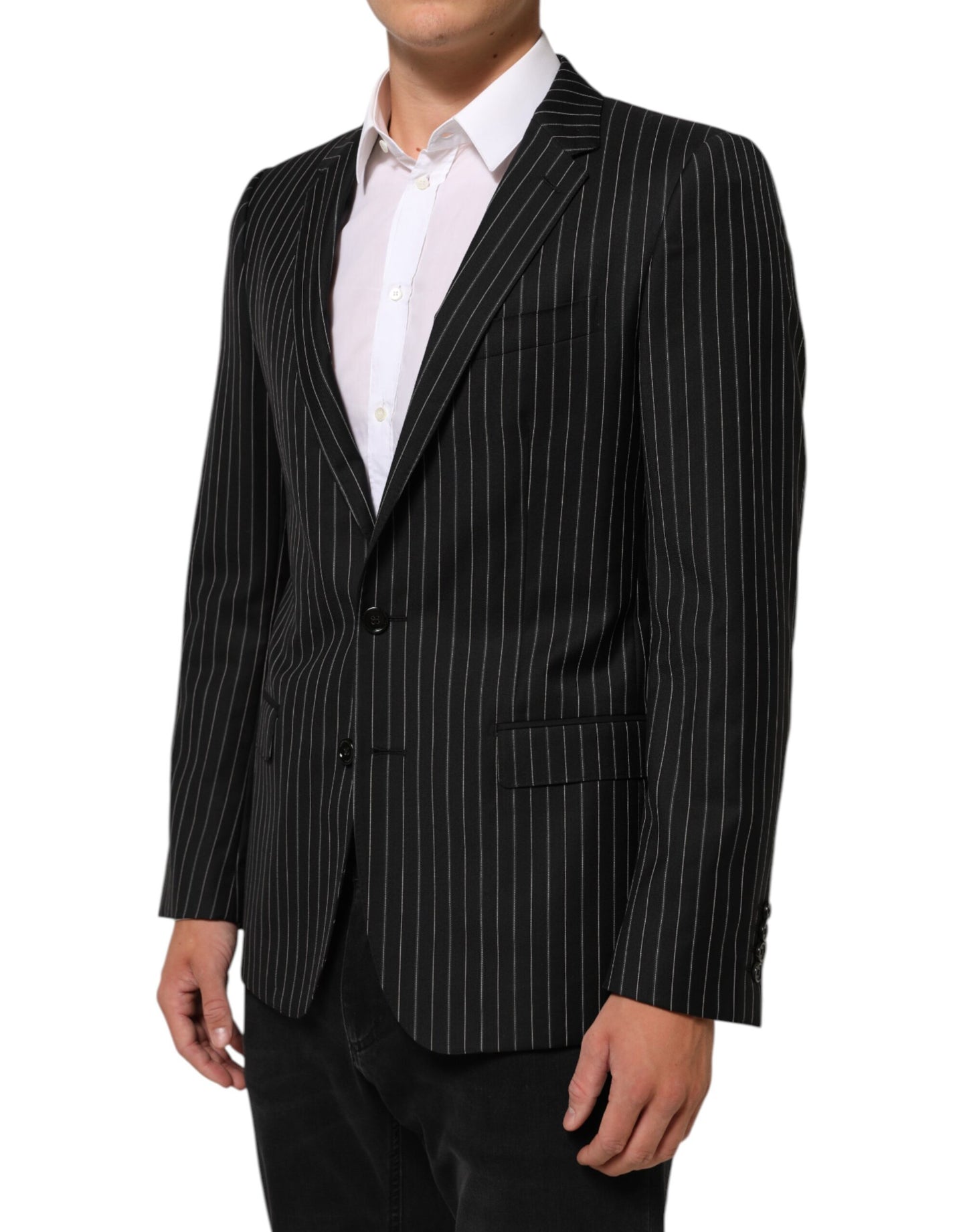 Dolce & Gabbana Black Stripes MARTINI 1 Button Suit Blazer