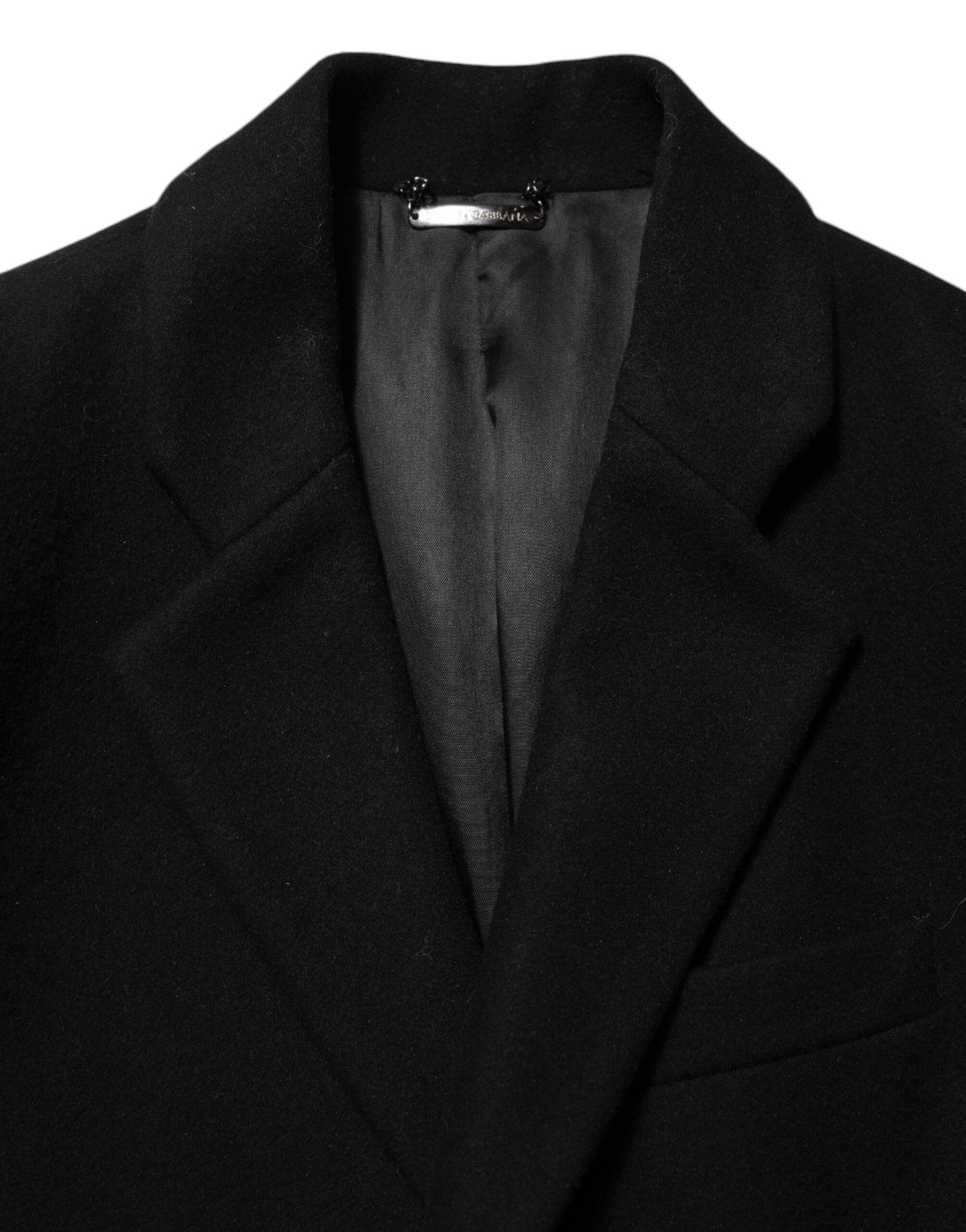 Dolce & Gabbana Black Wool Buttoned Men Trench Coat Jacket