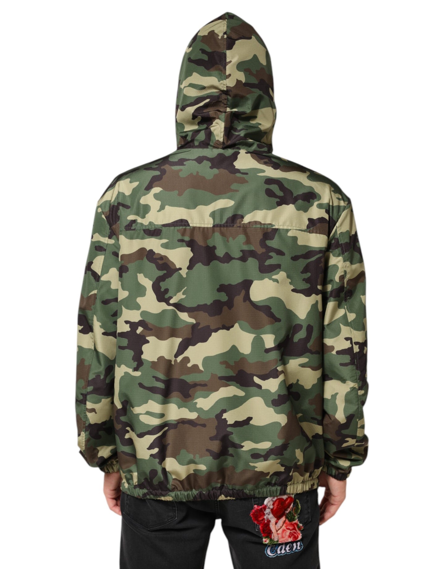 Dolce & Gabbana Green Camouflage Hooded Sweatshirt Jacket