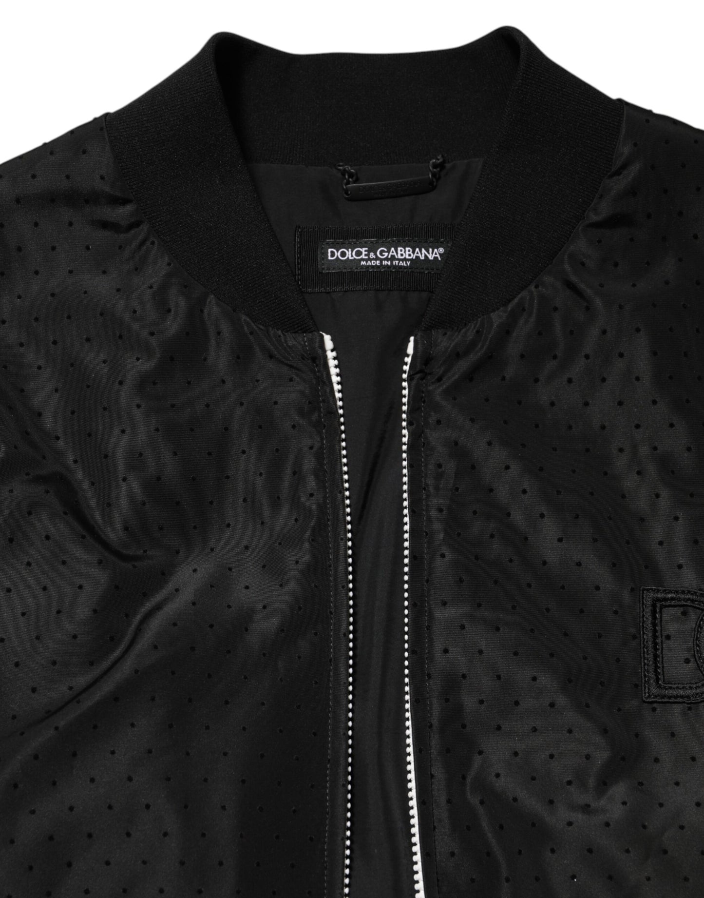 Dolce & Gabbana Black Acetate Full Zip Bomber Men Jacket