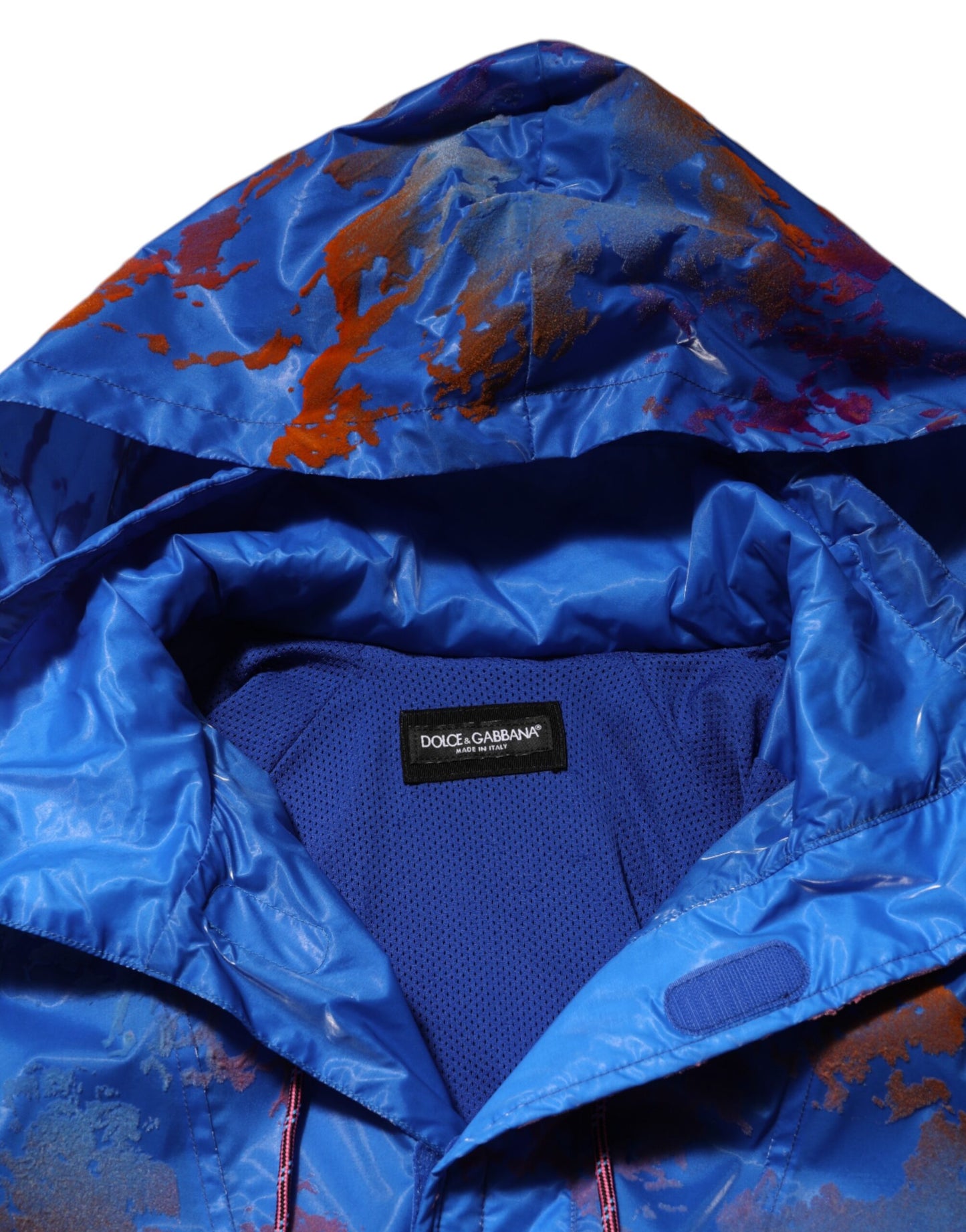 Dolce & Gabbana Blue Tie Dye Logo Hooded Sweatshirt Jacket