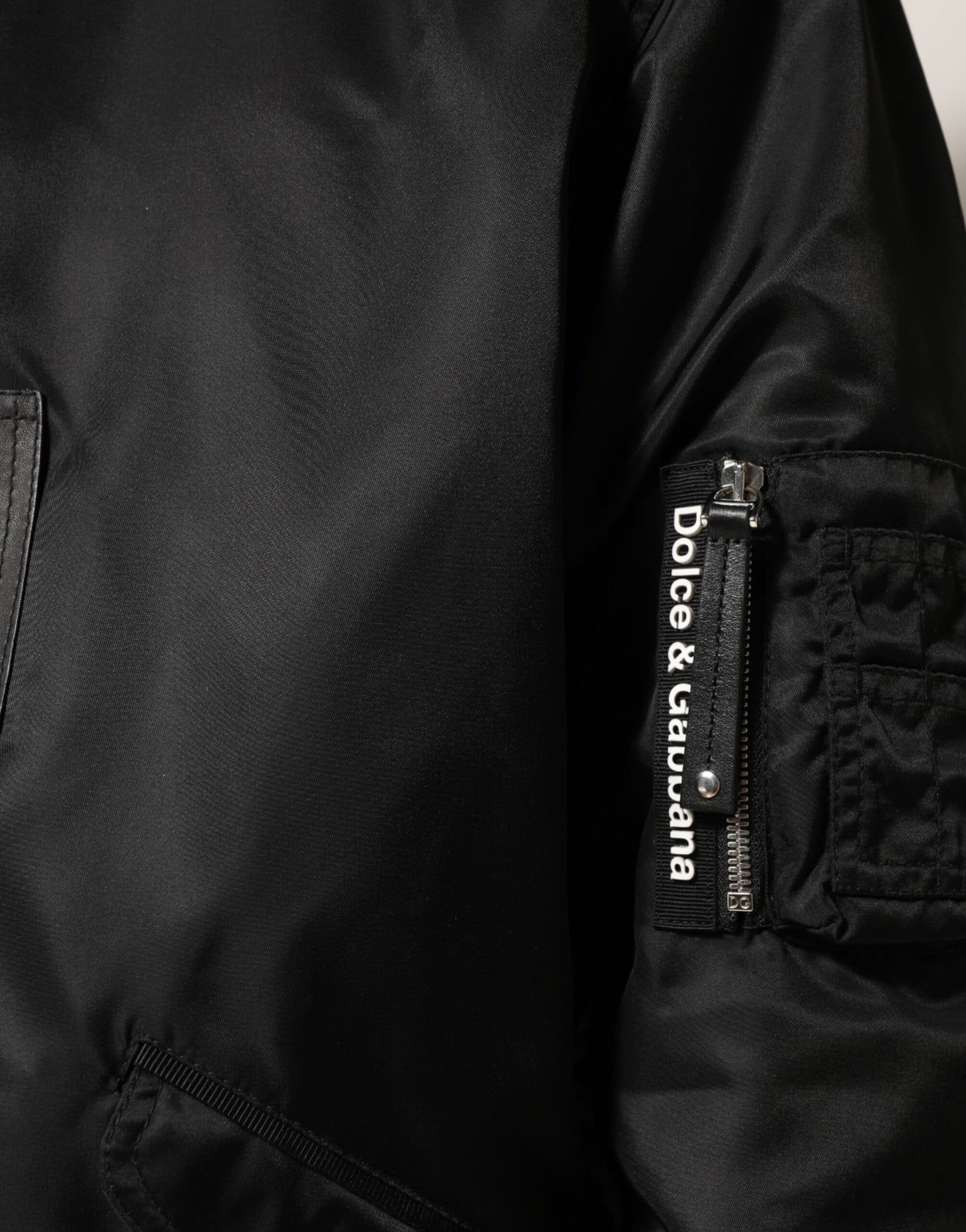 Dolce & Gabbana Black Cotton Hooded Full Zip Bomber Jacket