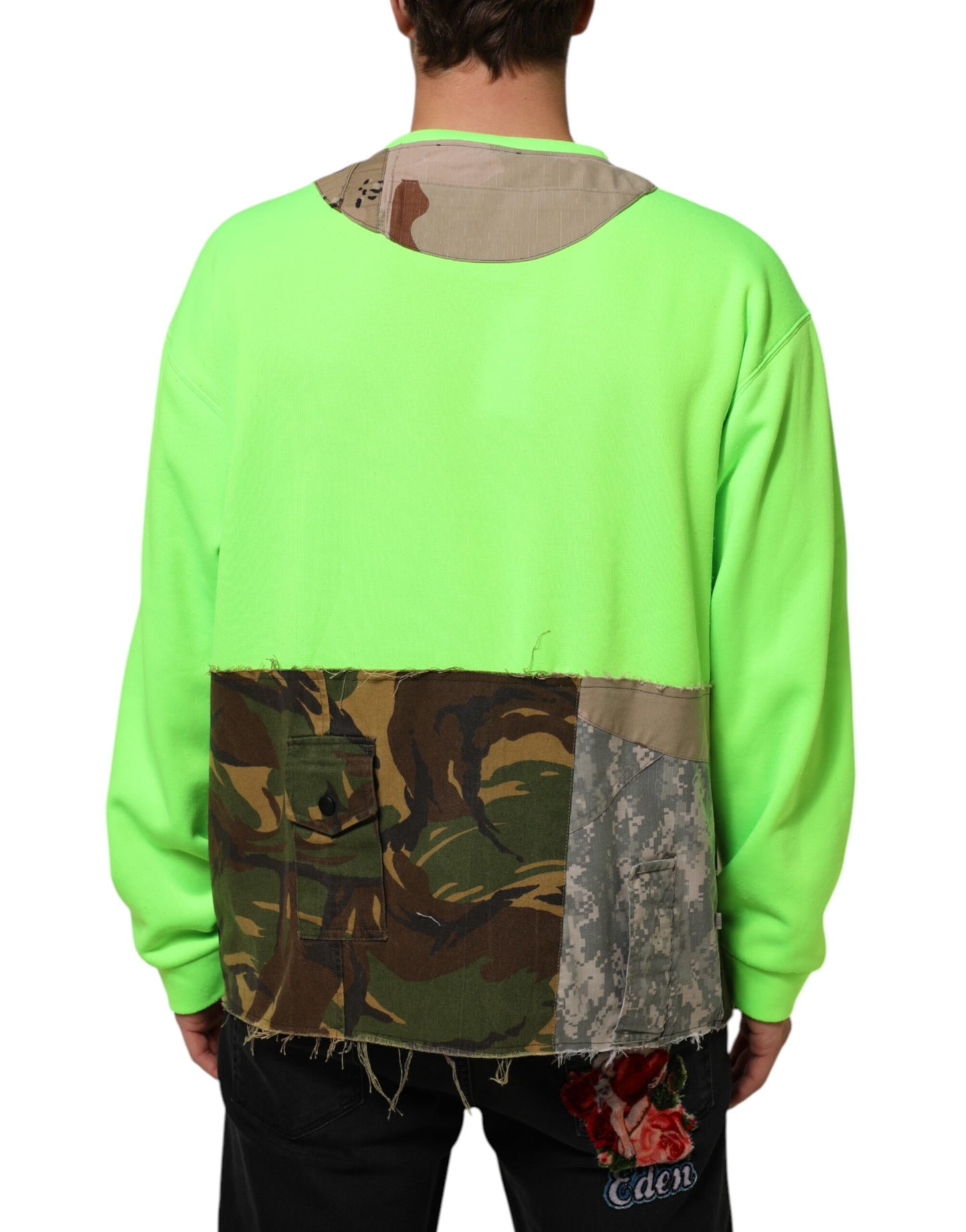 Dolce & Gabbana Green Patchwork Men Sweatshirt Sweater