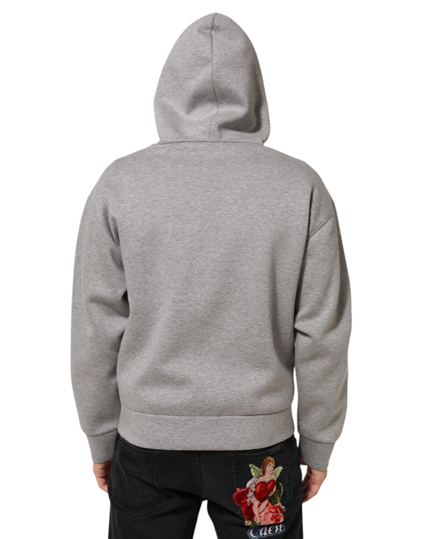 Dolce & Gabbana Gray Logo Cotton Hooded Sweatshirt Sweater