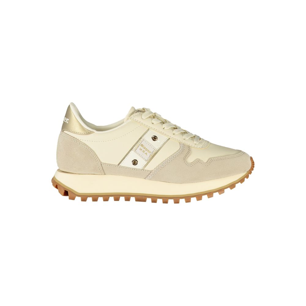 Blauer Beige Polyester Sneaker