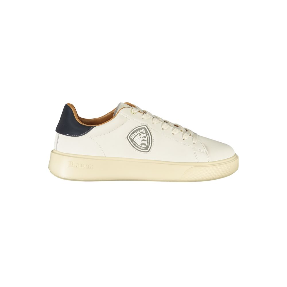Blauer White Polyester Sneaker
