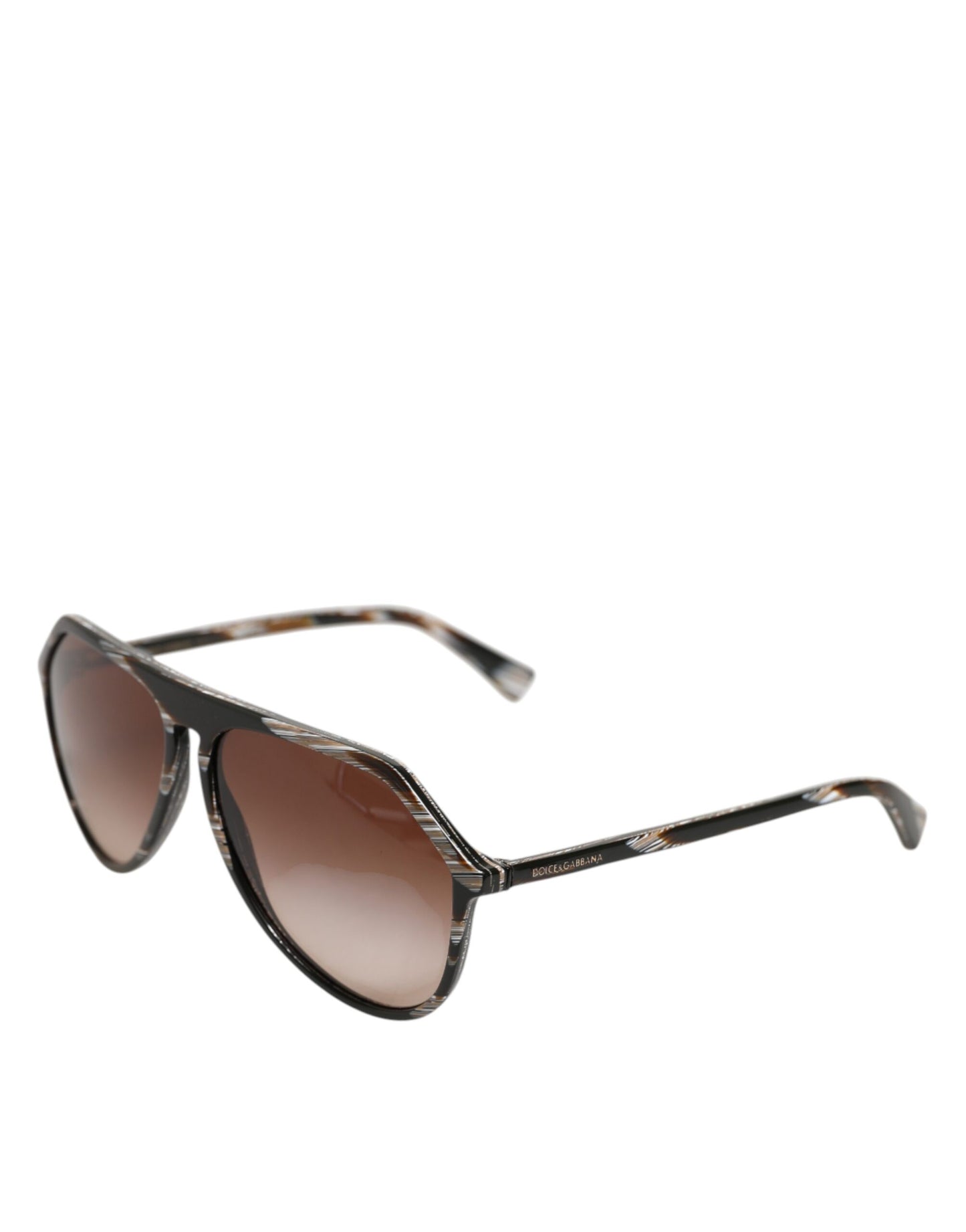 Dolce & Gabbana Modified Aviator Striped Brown Acetate Gradient Sunglasses
