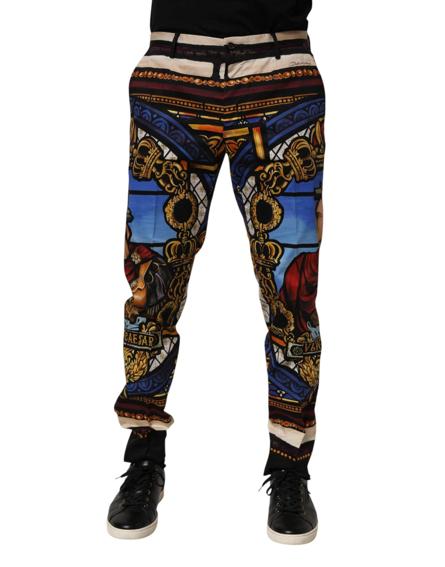 Dolce & Gabbana Multicolor Julias Ceasar Print Tapered Pants