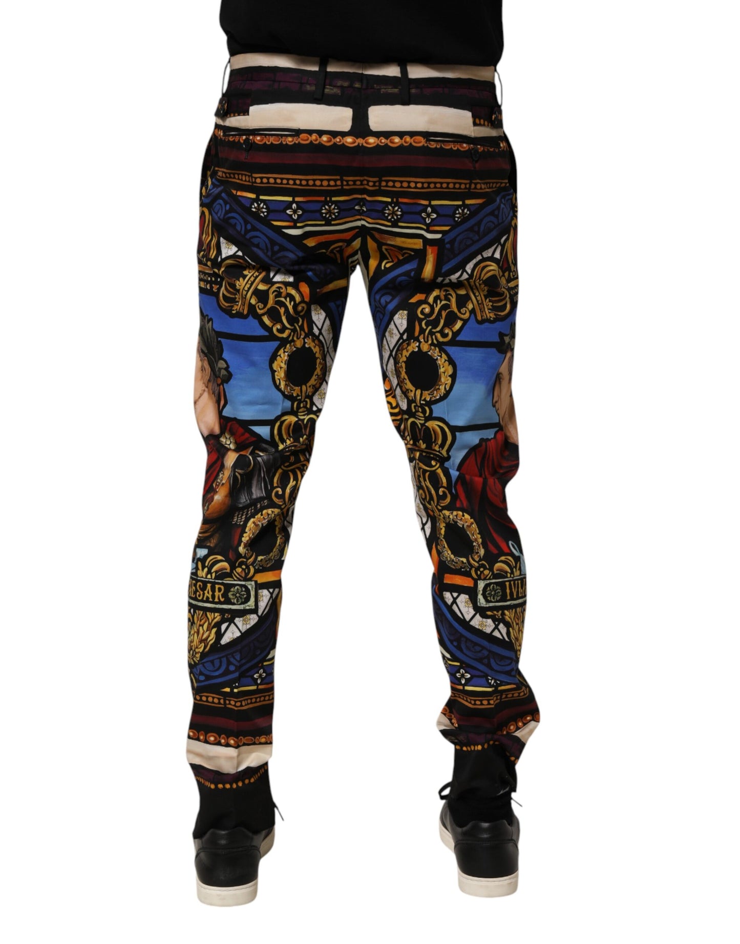 Dolce & Gabbana Multicolor Julias Ceasar Print Tapered Pants