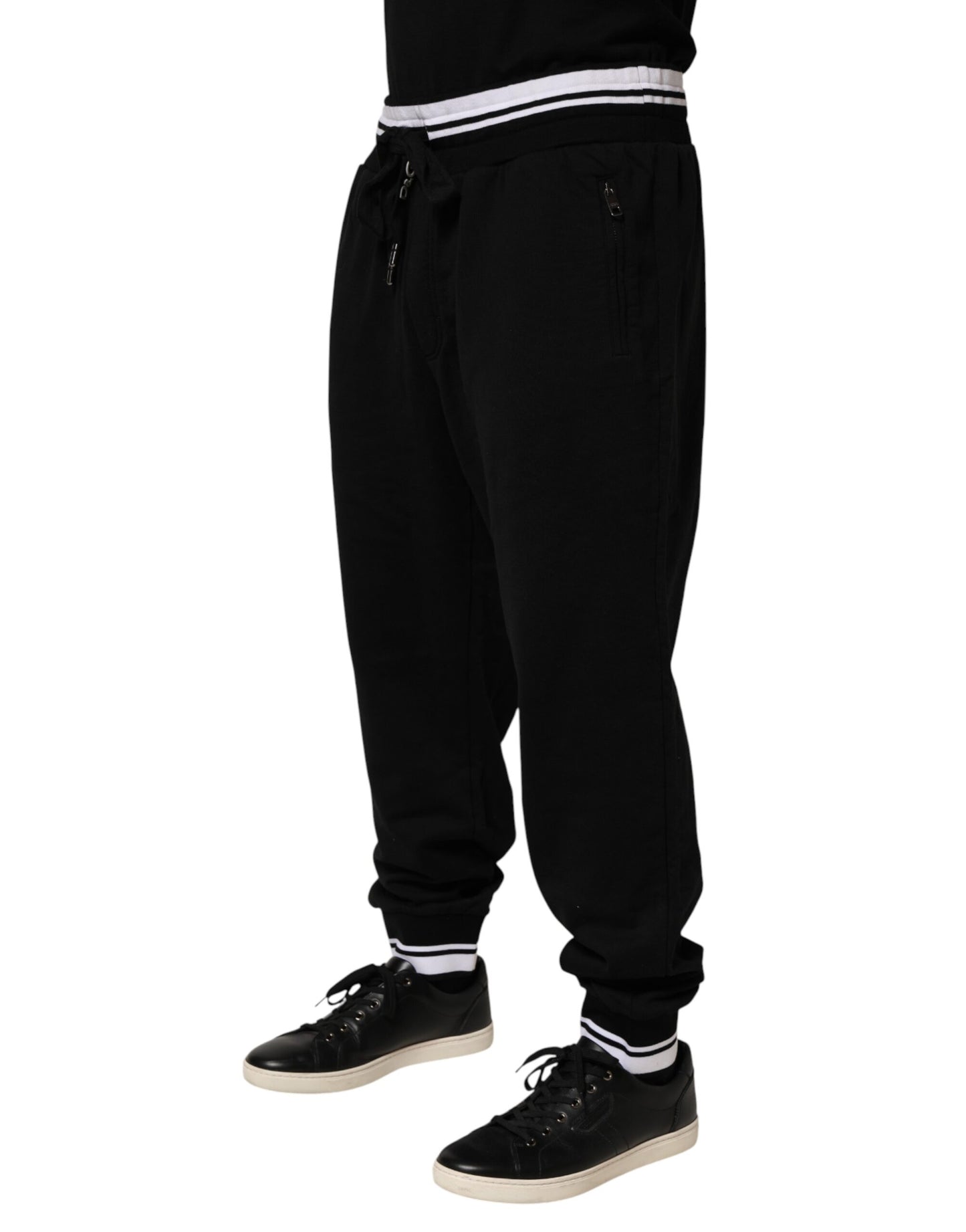 Dolce & Gabbana Black Cotton Sacred-Heart Men Jogger Pants