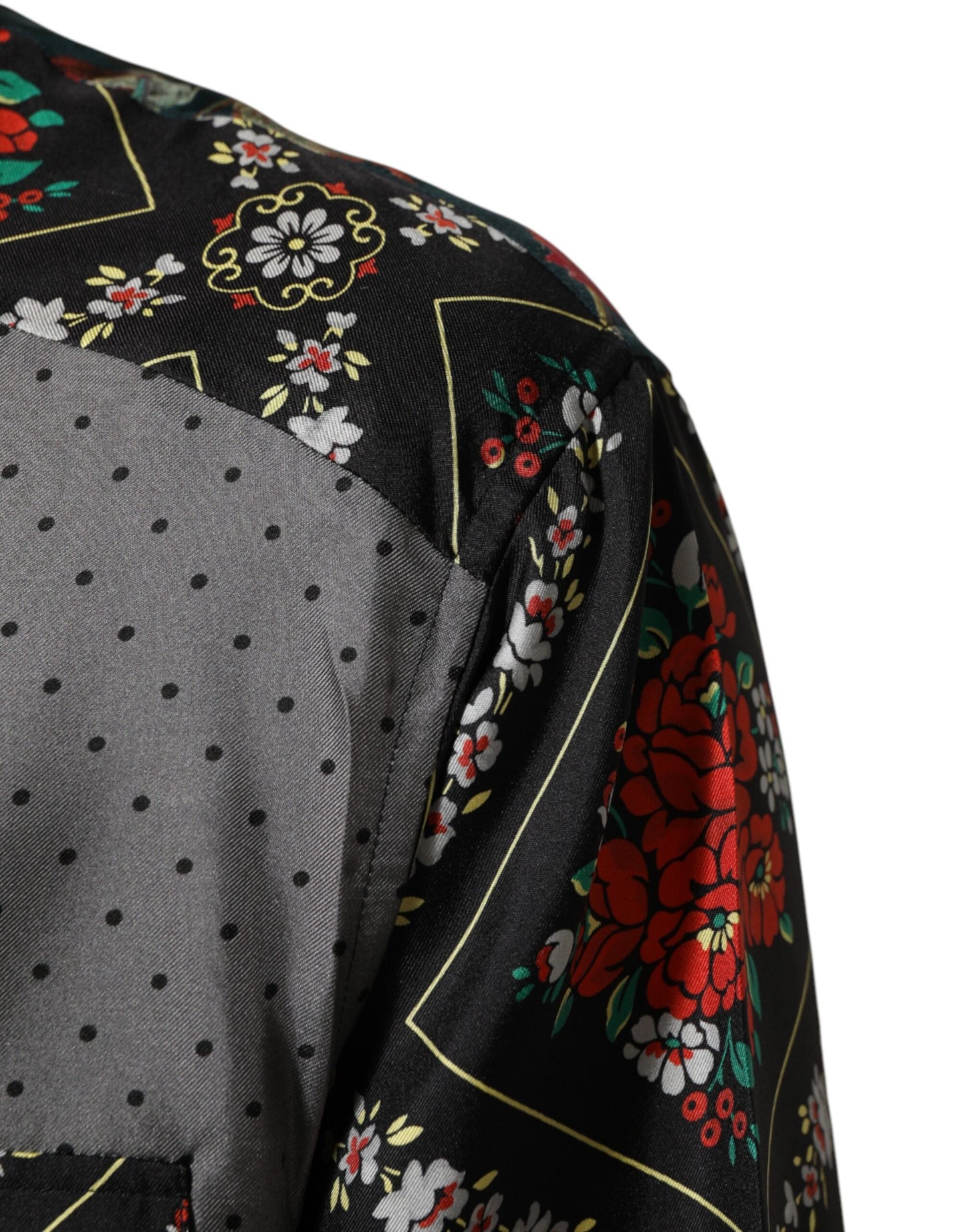 Dolce & Gabbana Multicolor Patchwork Long Sleeves Silk Shirt