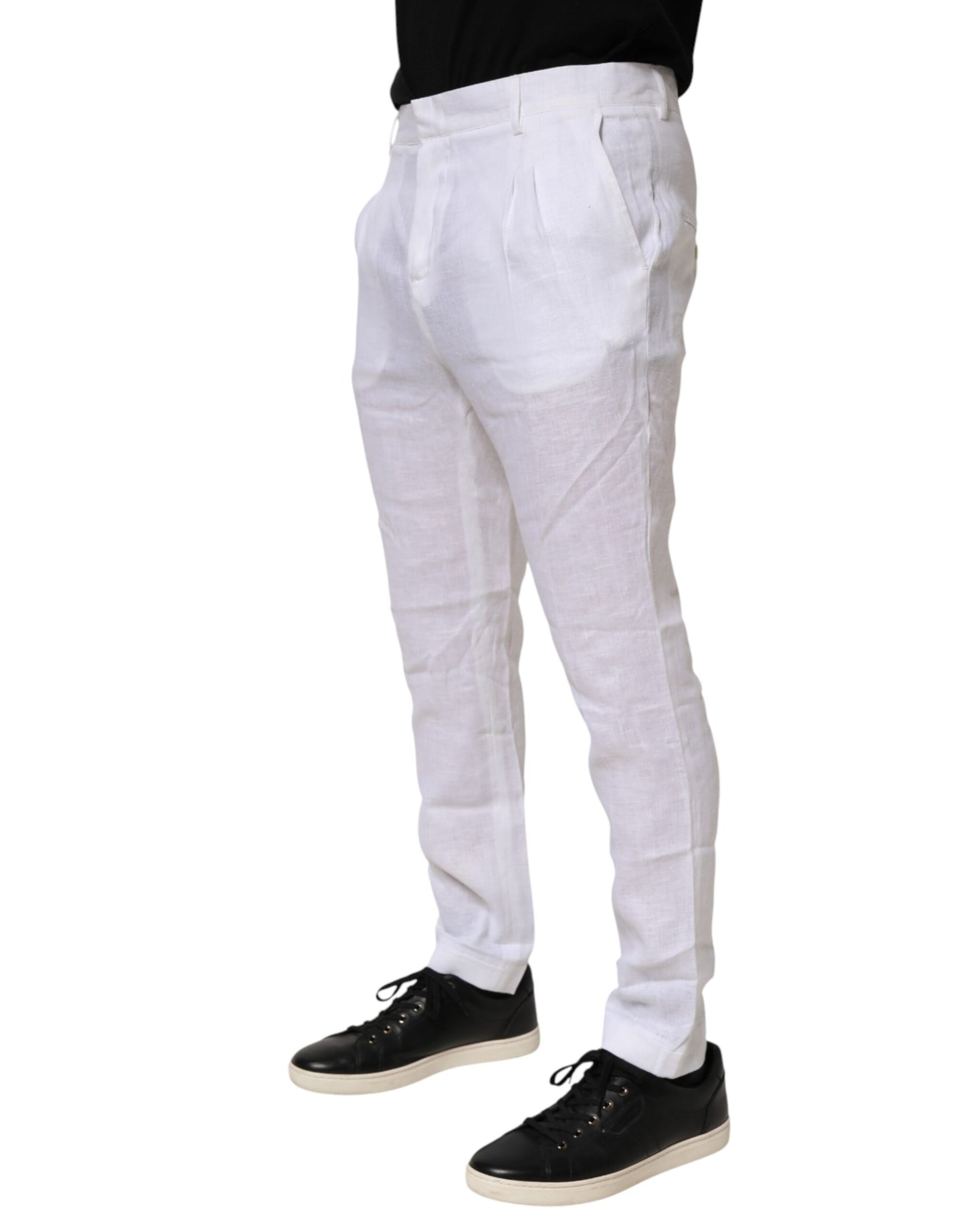 Daniele Alessandrini White Linen Formal Dress Trouser Pants