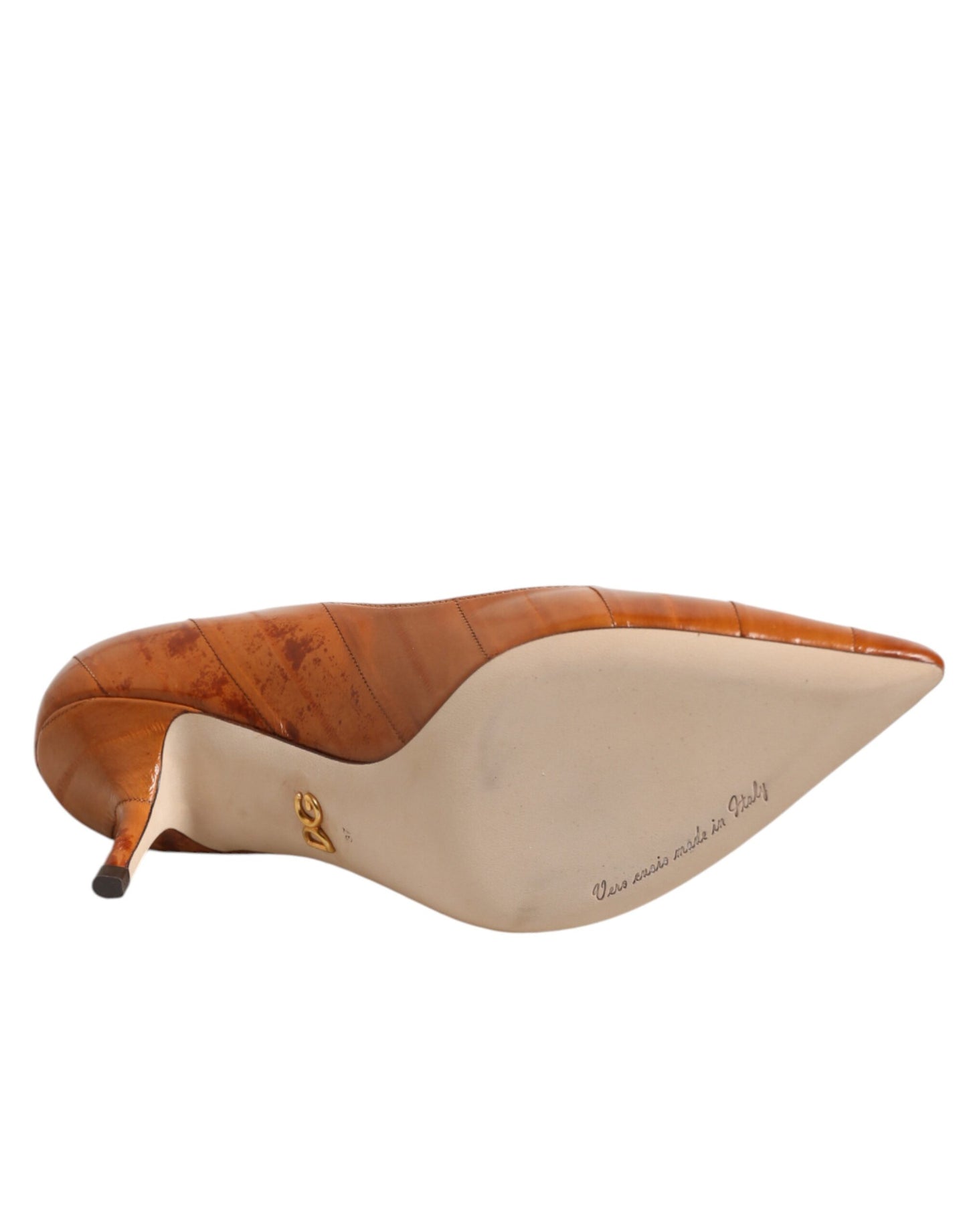 Dolce & Gabbana Brown Leather Kitten Heels Pumps Shoes