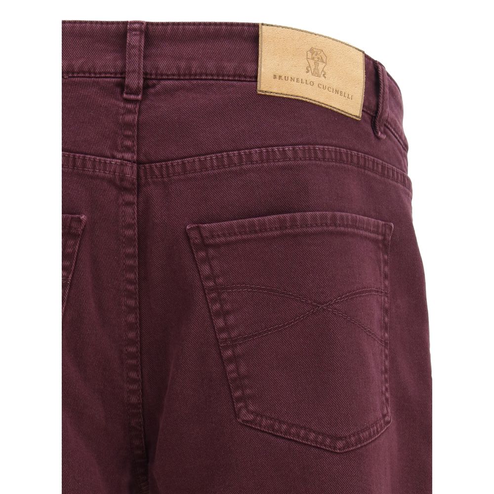 Brunello Cucinelli Purple Cotton Slim Fit Jeans