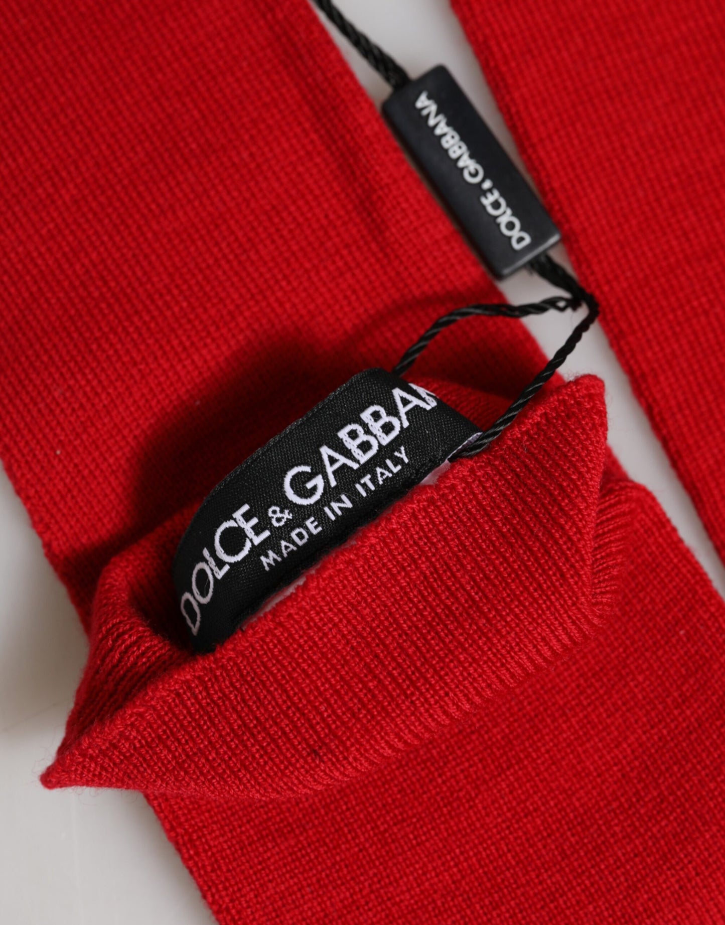 Dolce & Gabbana Red Wool Knitted Fingerless Elbow One Length Gloves