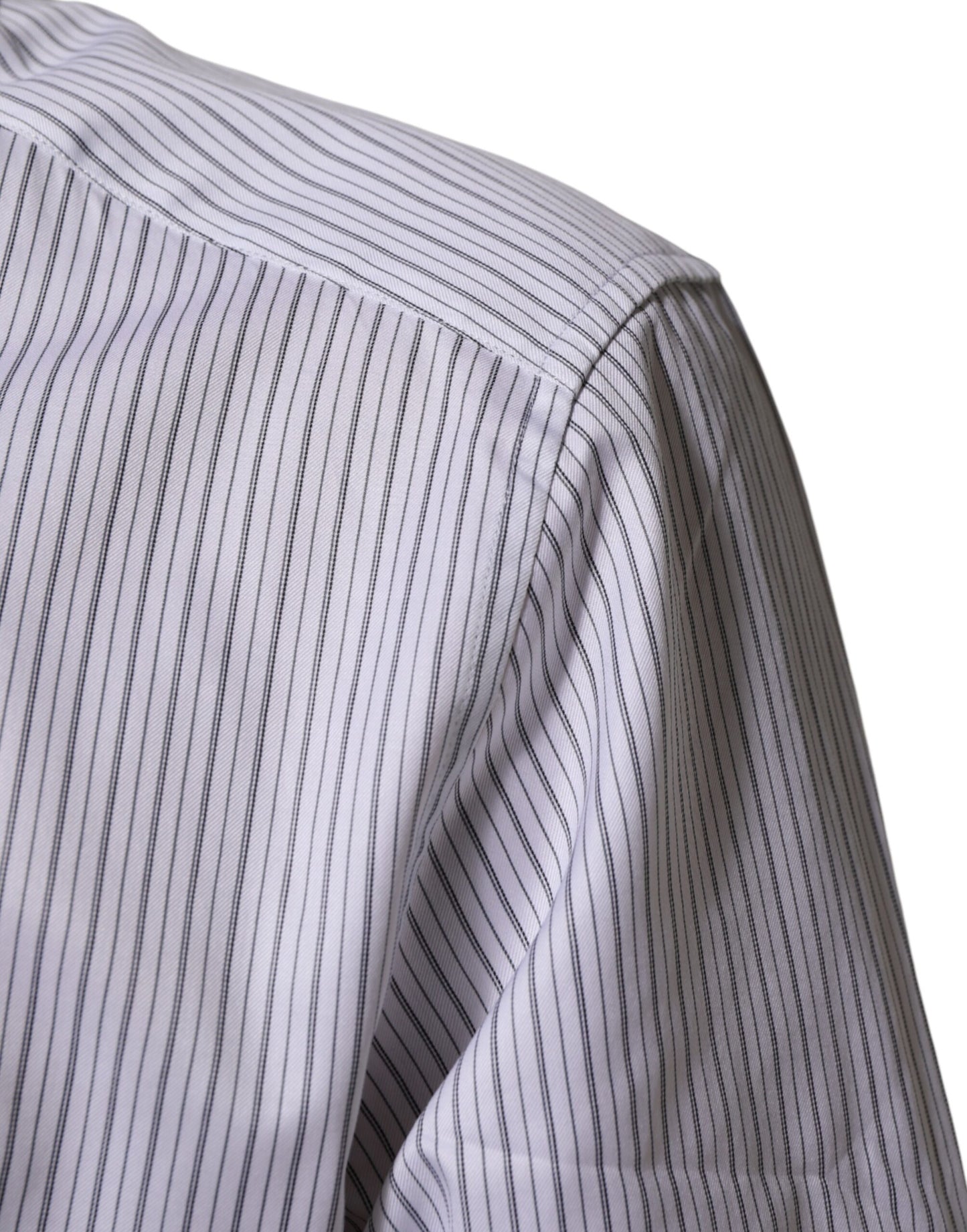 Dolce & Gabbana White Stripes Cotton Men GOLD Dress Shirt