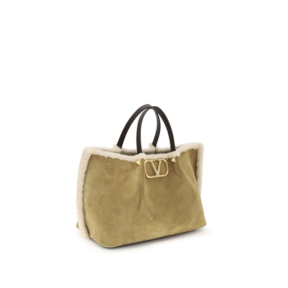 Valentino Garavani Beige Calf Leather Bos Taurus Shoulder Bag