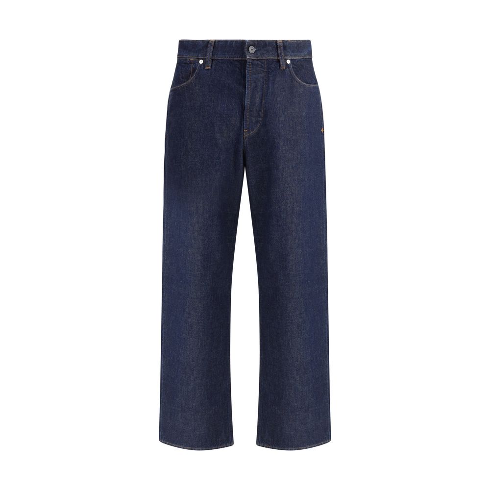 Stone Island Blue Cotton Straight-Leg Jeans