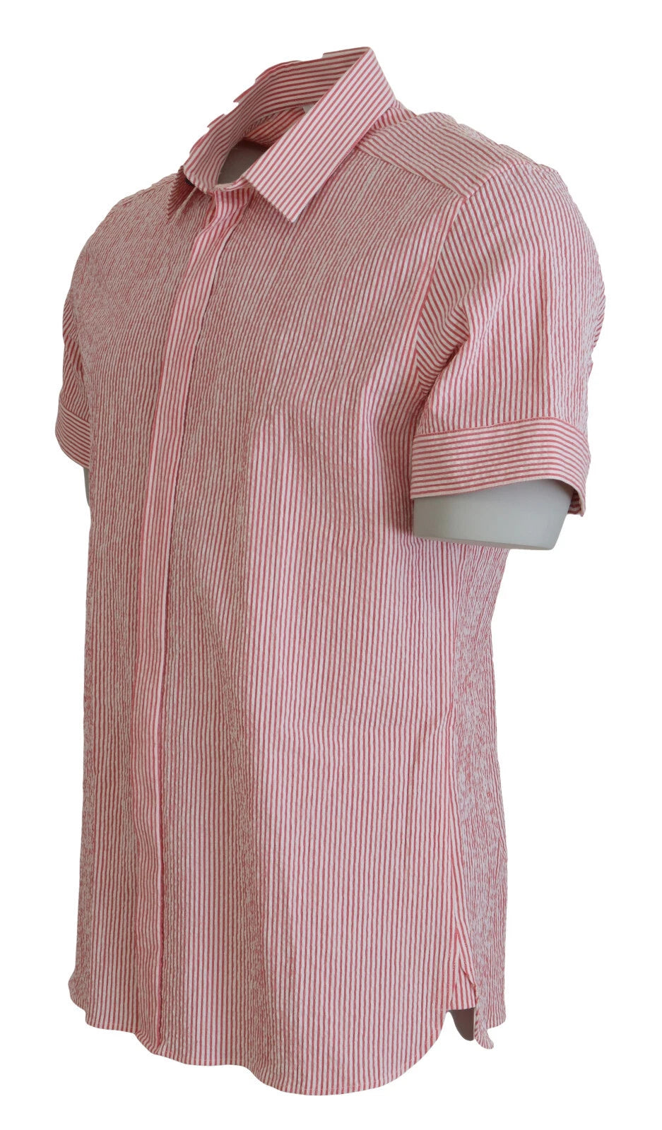 Dolce & Gabbana Red White Striped Cotton Short Sleeve Shirt