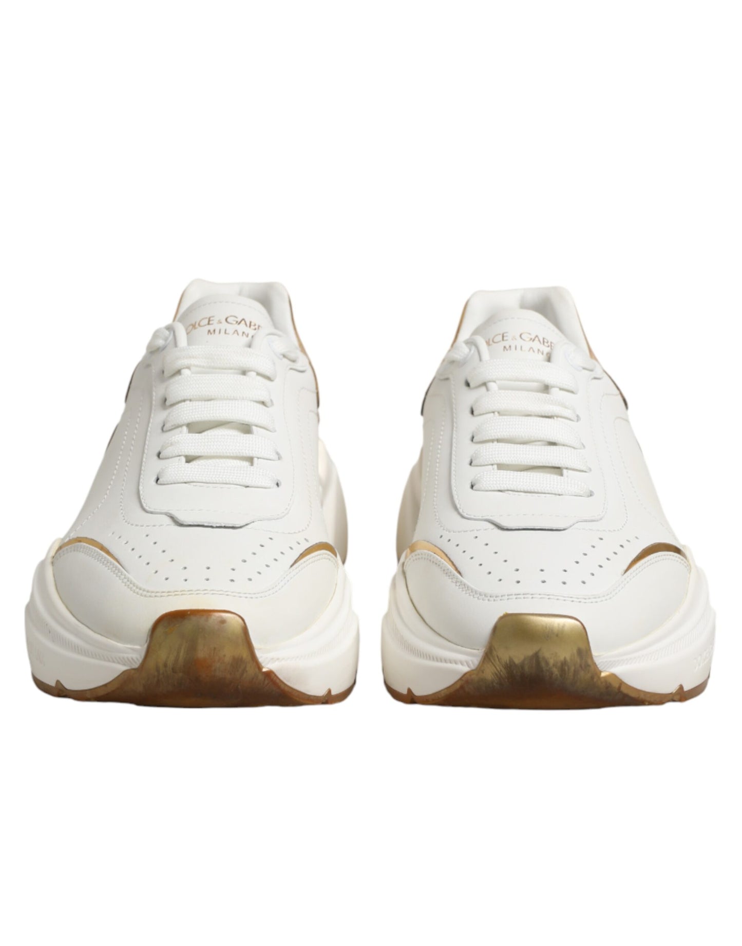 Dolce & Gabbana White Gold Daymaster Low Top Sneakers Shoes