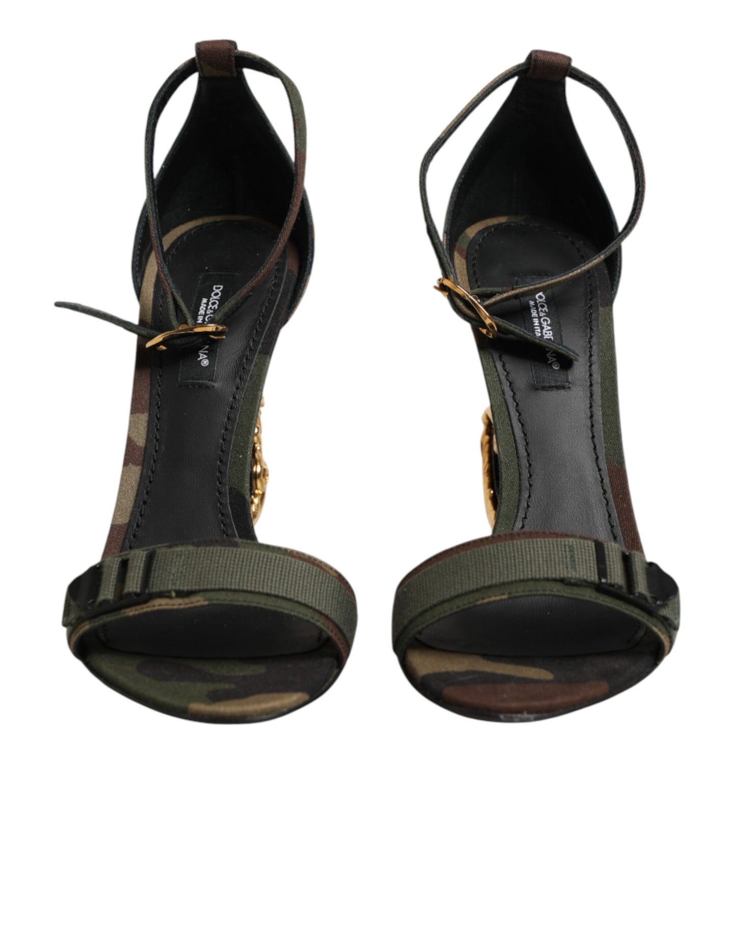 Dolce & Gabbana Multicolor DG Logo Heels Camouflage Sandals Shoes