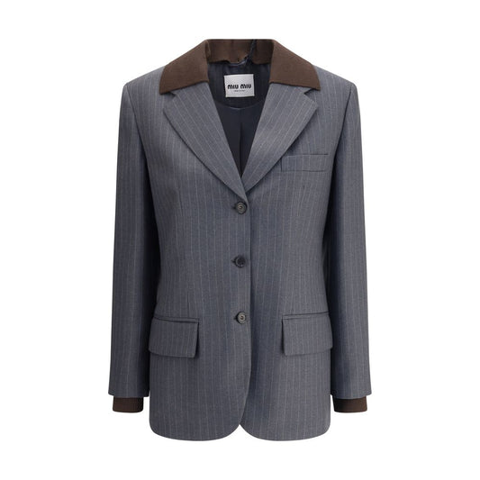 Miu Miu Gray Fleece Wool Blazer